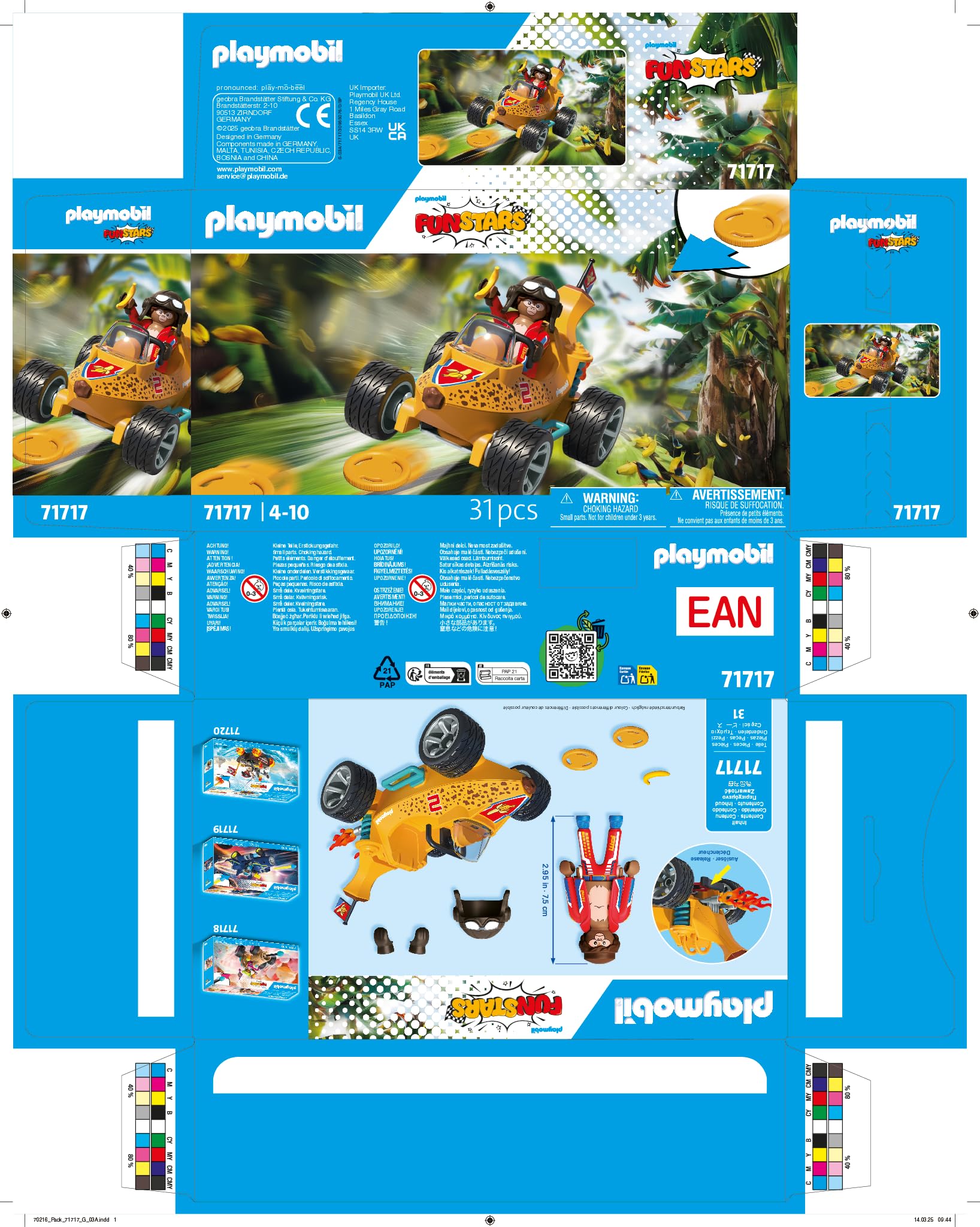 Playmobil Funstars Racing Banana Action Figure Set | Disc Shooting Function | Ages 4+ 7