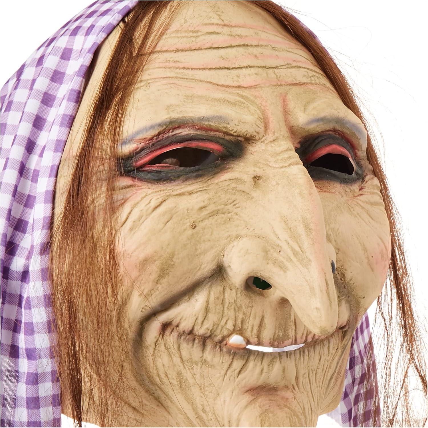Smiffys Old Witch Mask with Hair and Headscarf - Latex Adult Costume Accessory 2