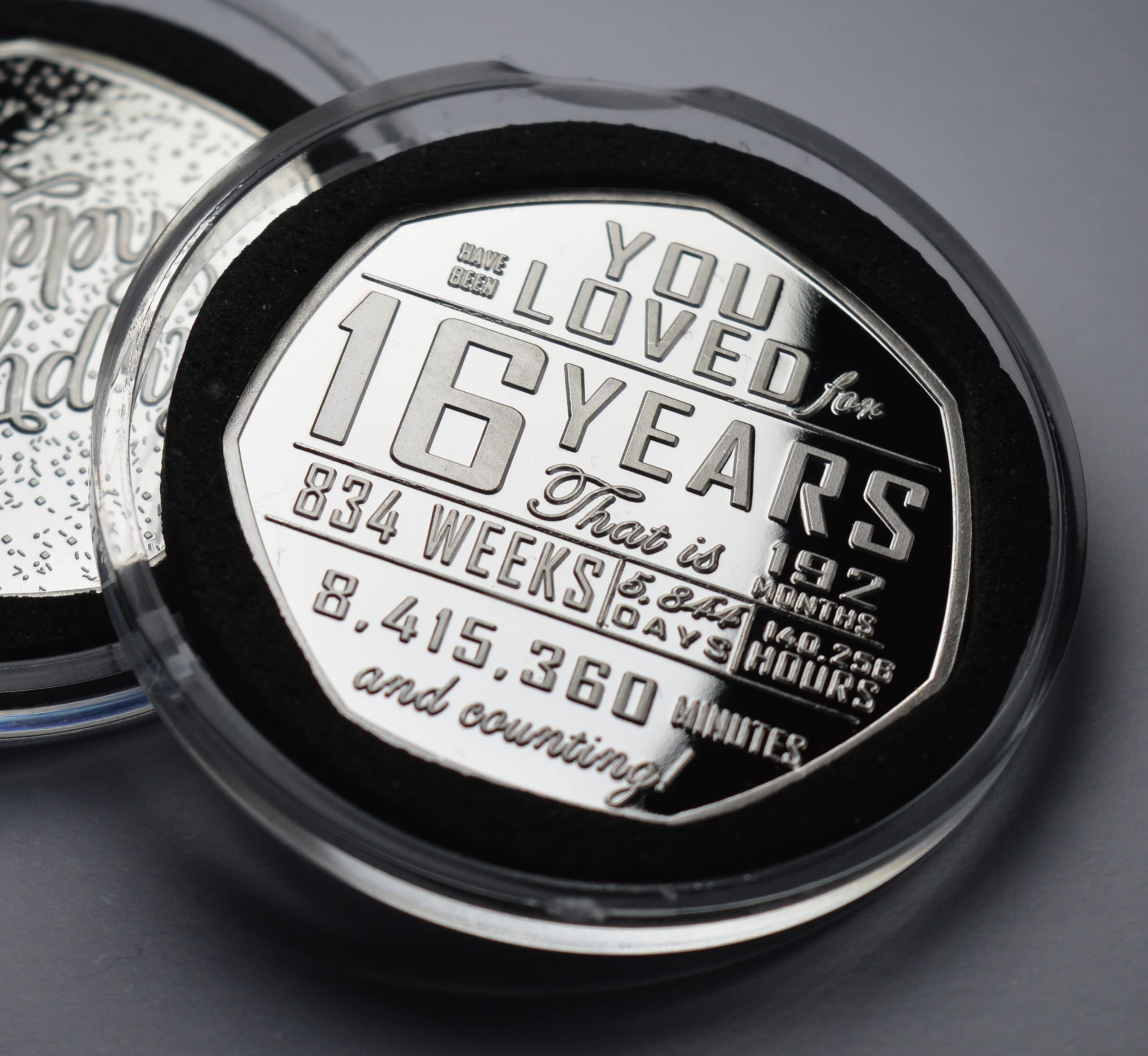 The Commemorative Coin Company 16th Birthday Silver Coin in Capsule - .999 Silver Plated, 27mm 1