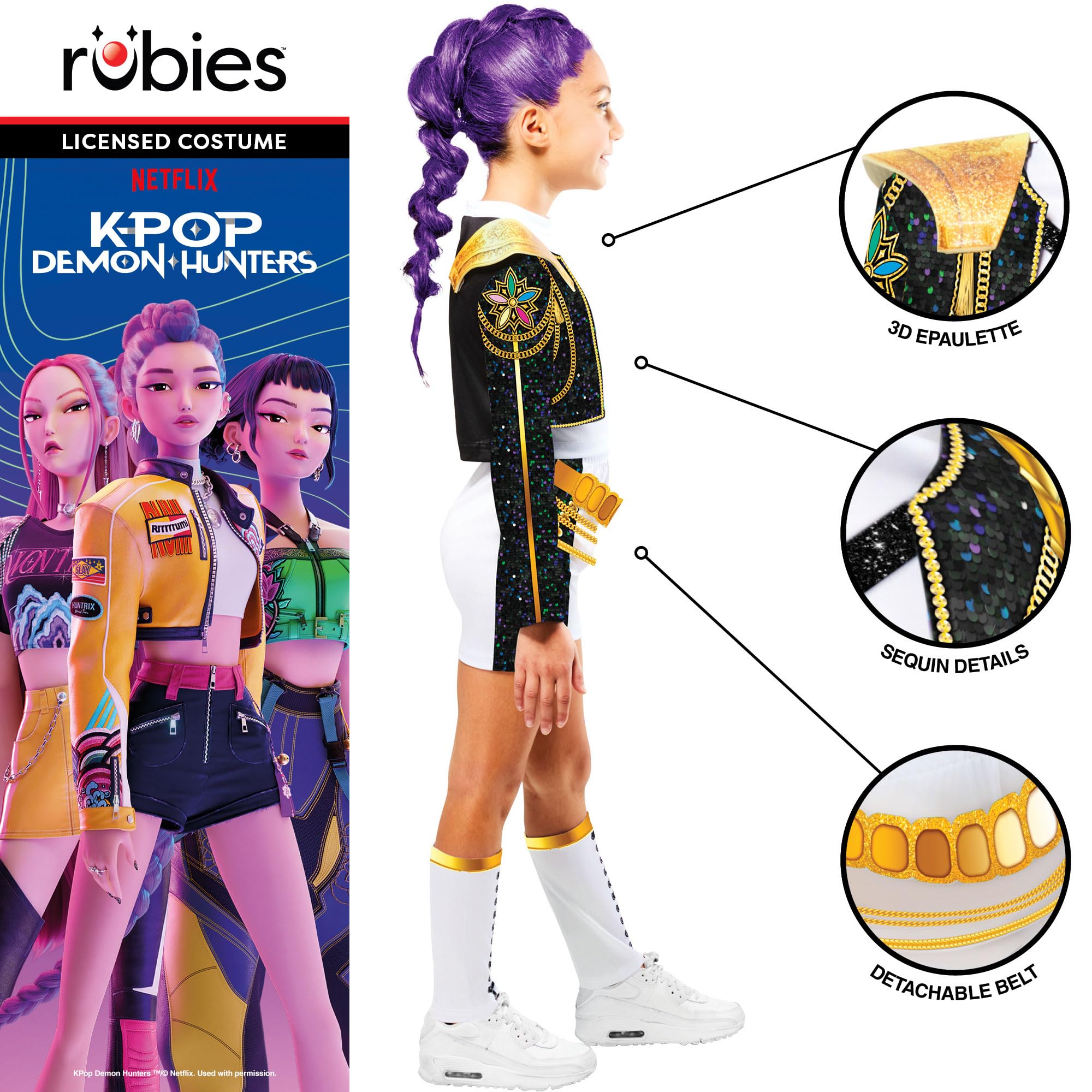 Rubies K-Pop Demon Hunters Rumi Golden Child Costume - Age 6+ Years 3