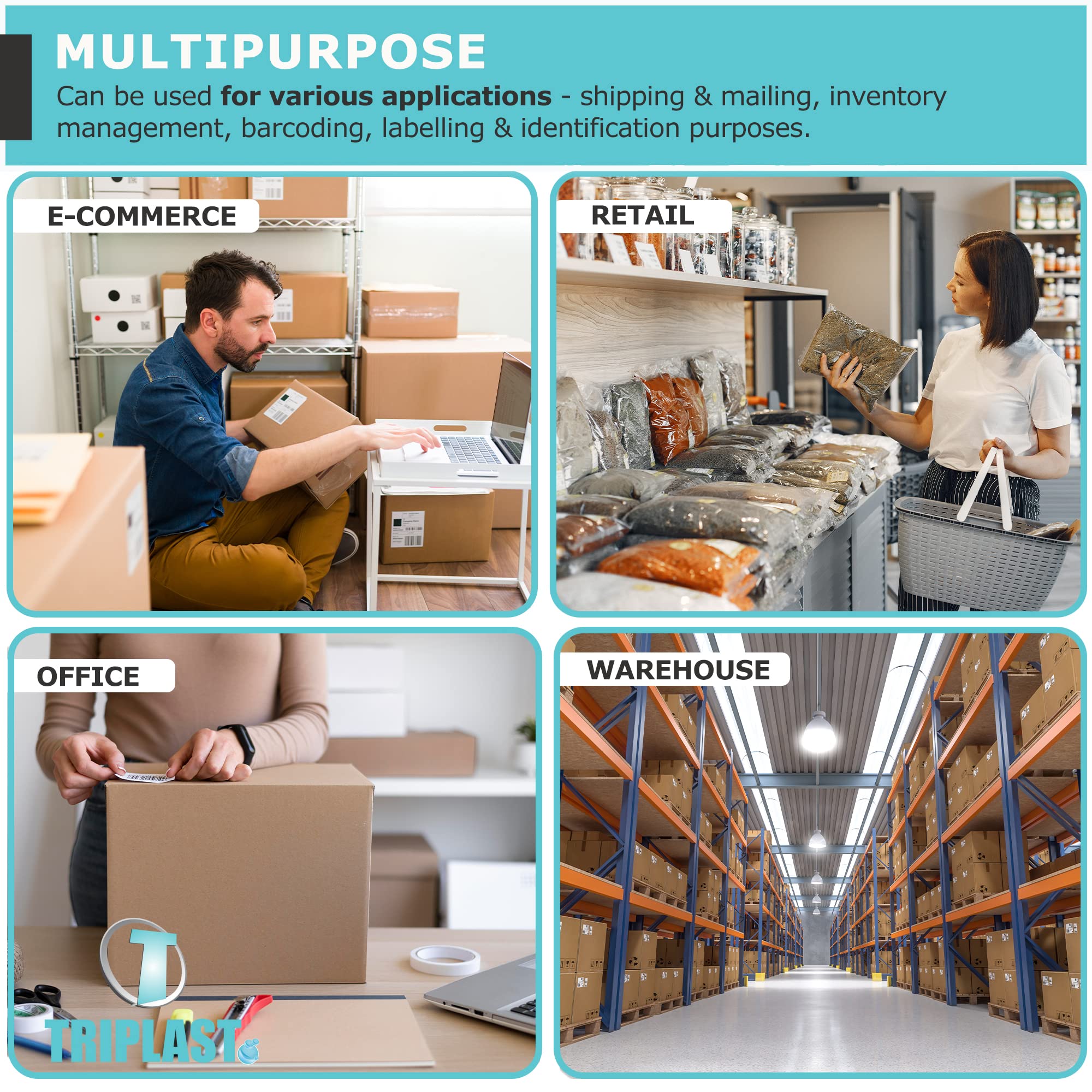 Triplast 250-Pack 4x6 Inch Fanfold Thermal Printer Labels | Smudge Resistant | Recyclable 6