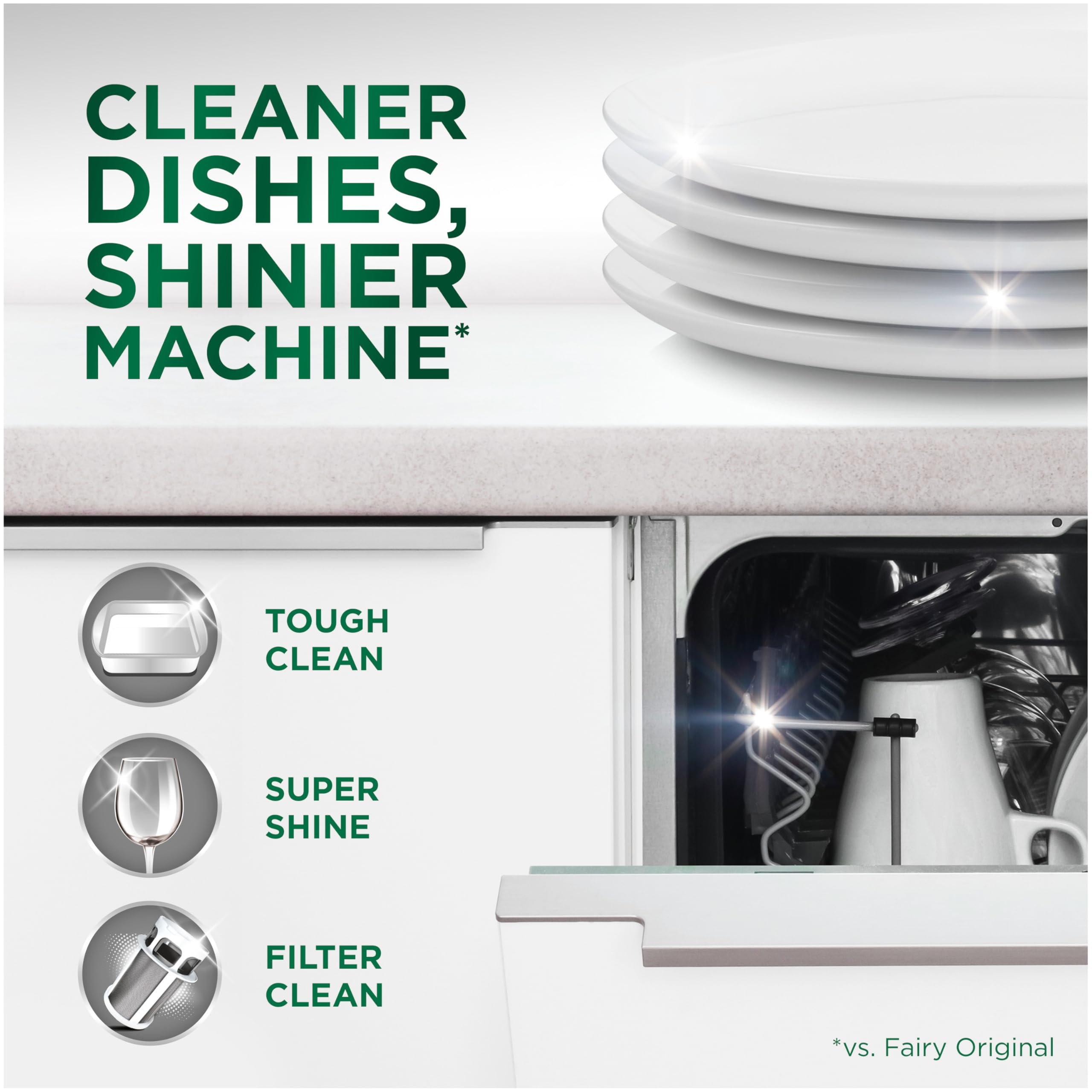 Fairy Platinum Dishwasher Tablets Lemon Scent - 51 Count All-in-One Cleaning Power 3