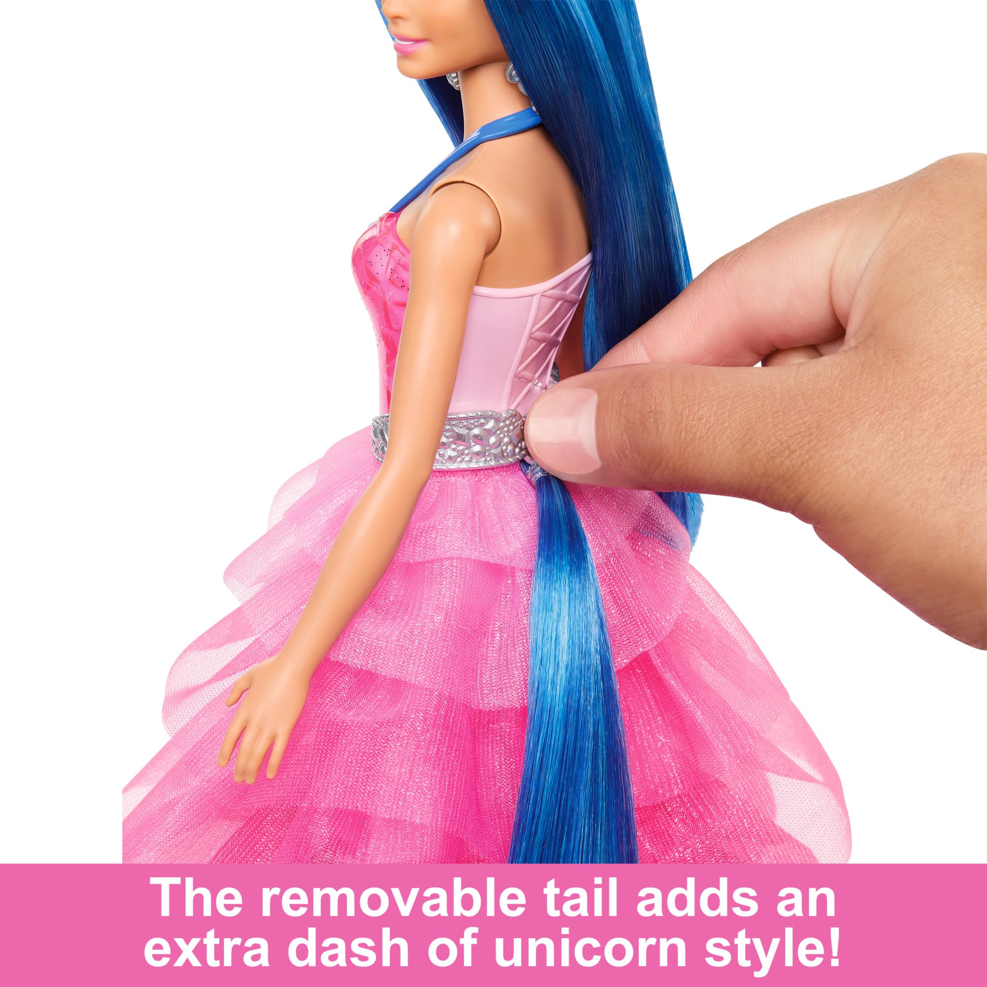 Barbie Unicorn Doll HRR16 - 65th Anniversary Alicorn with Blue Hair & Pink Gown 5