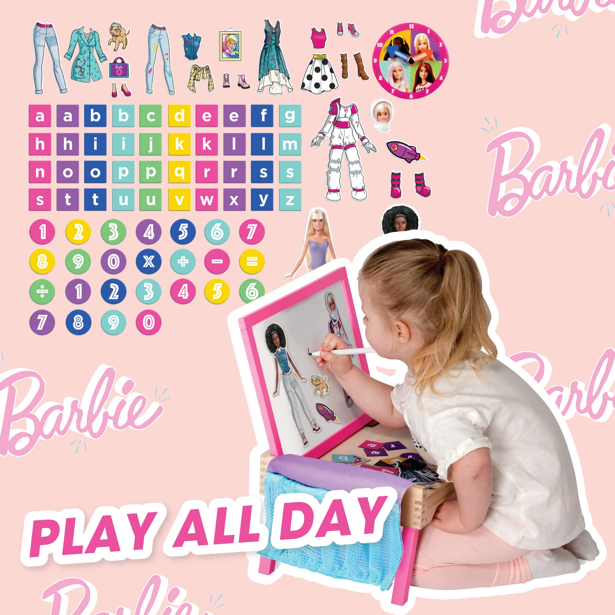 Barbie 2-in-1 Writing Board - Magnetic Whiteboard & Lap Tray for Kids 3+ 16