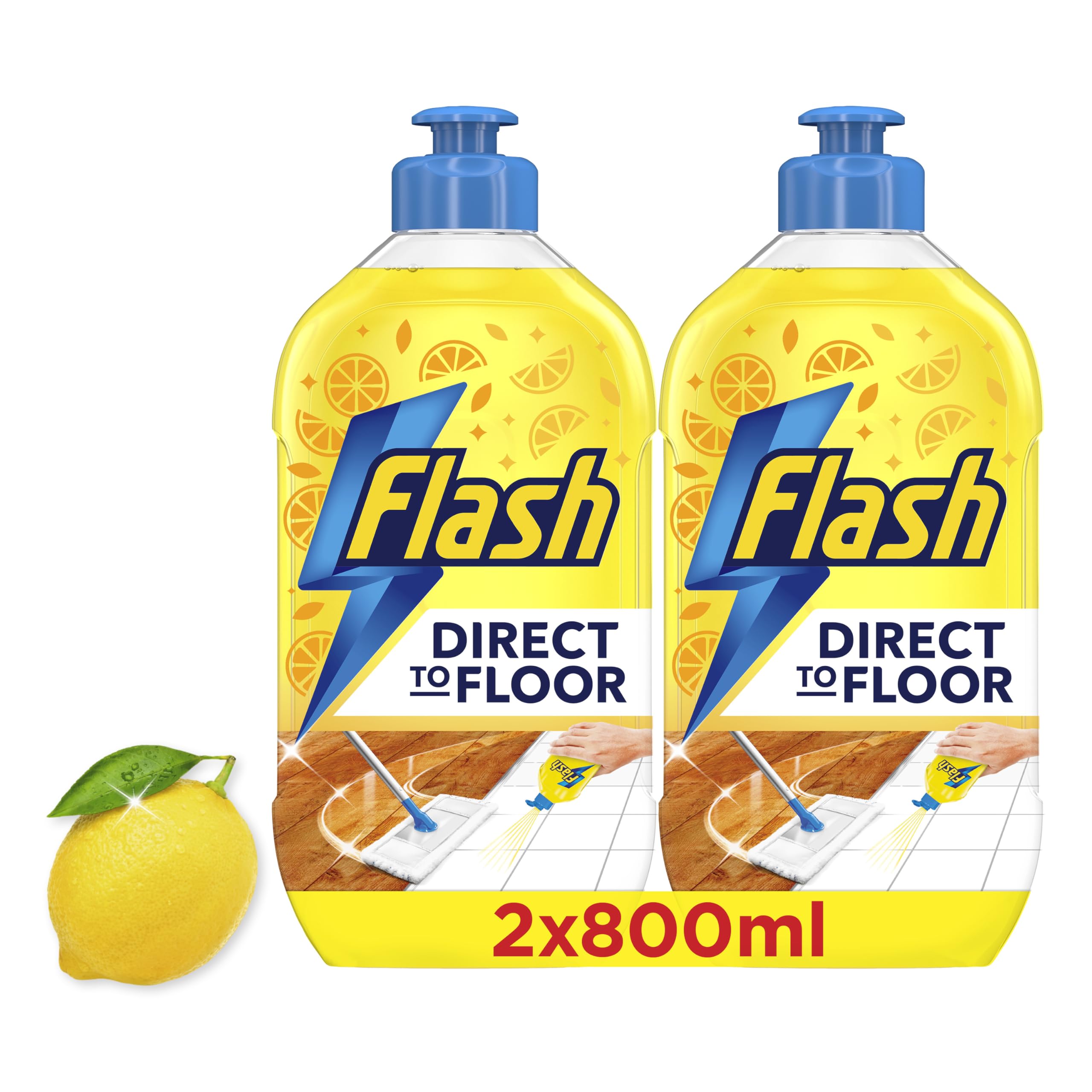 FLASH Direct to Floor All Purpose Floor Cleaner - Lemon Zest Scent | 2x800ML (1.6L Total) 1