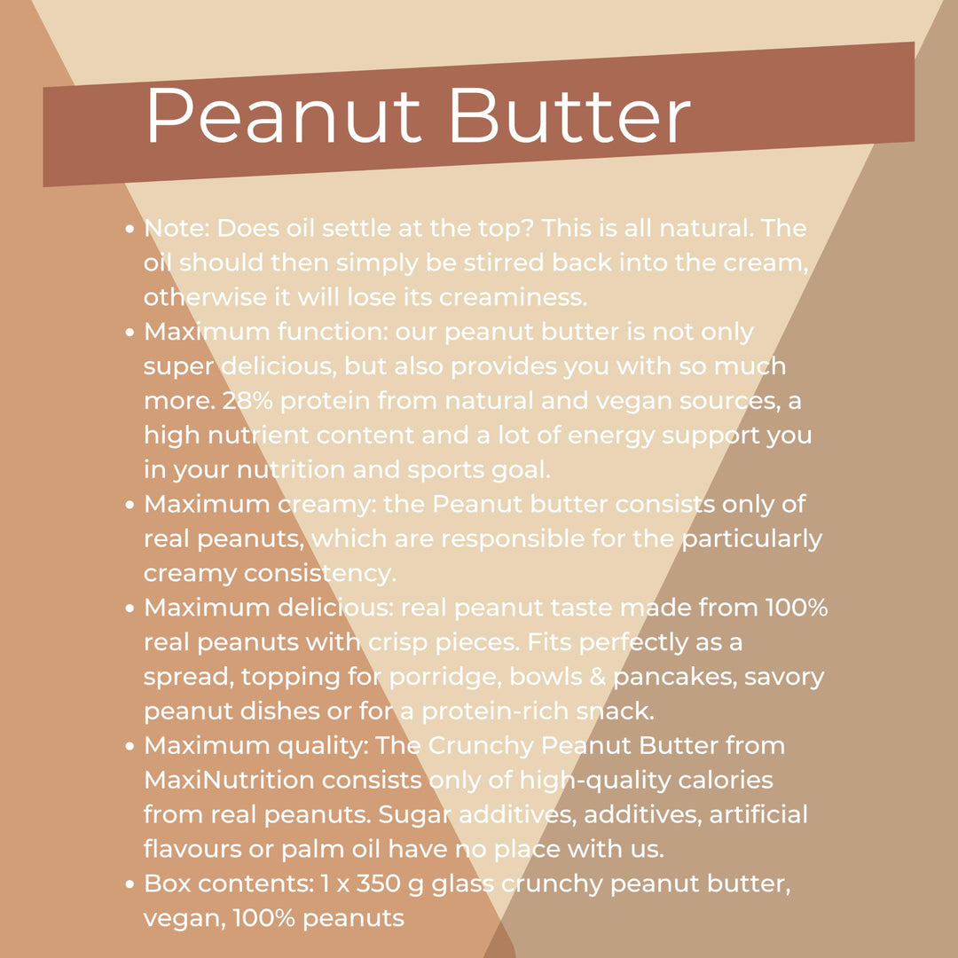 MaxiNutrition Crunchy Peanut Butter 350g - 100% Peanuts, No Sugar, No Palm Oil, High in Protein