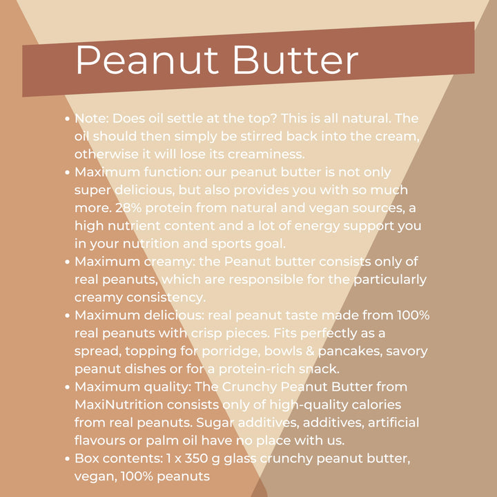 MaxiNutrition Crunchy Peanut Butter 350g - 100% Peanuts, No Sugar, No Palm Oil, High in Protein