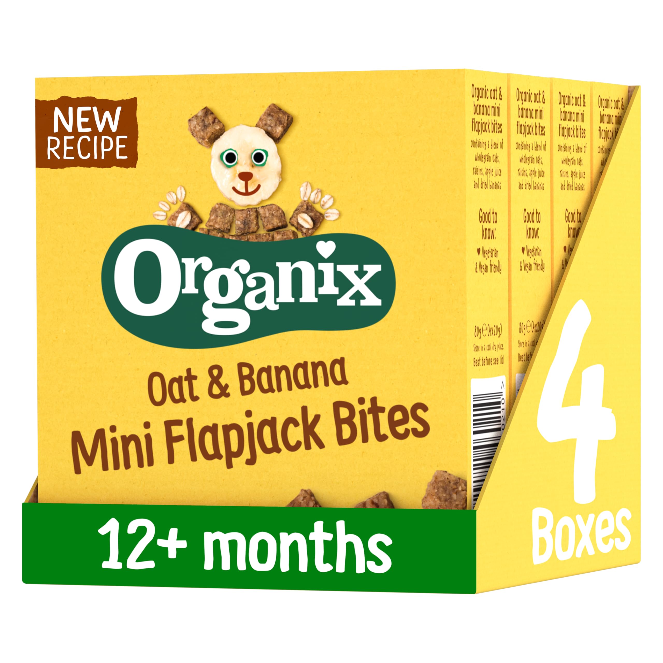 Organix Organic Oat & Banana Flapjacks for Toddlers, Sugar-Free, 4 x 20g Mini Snack Bites 1