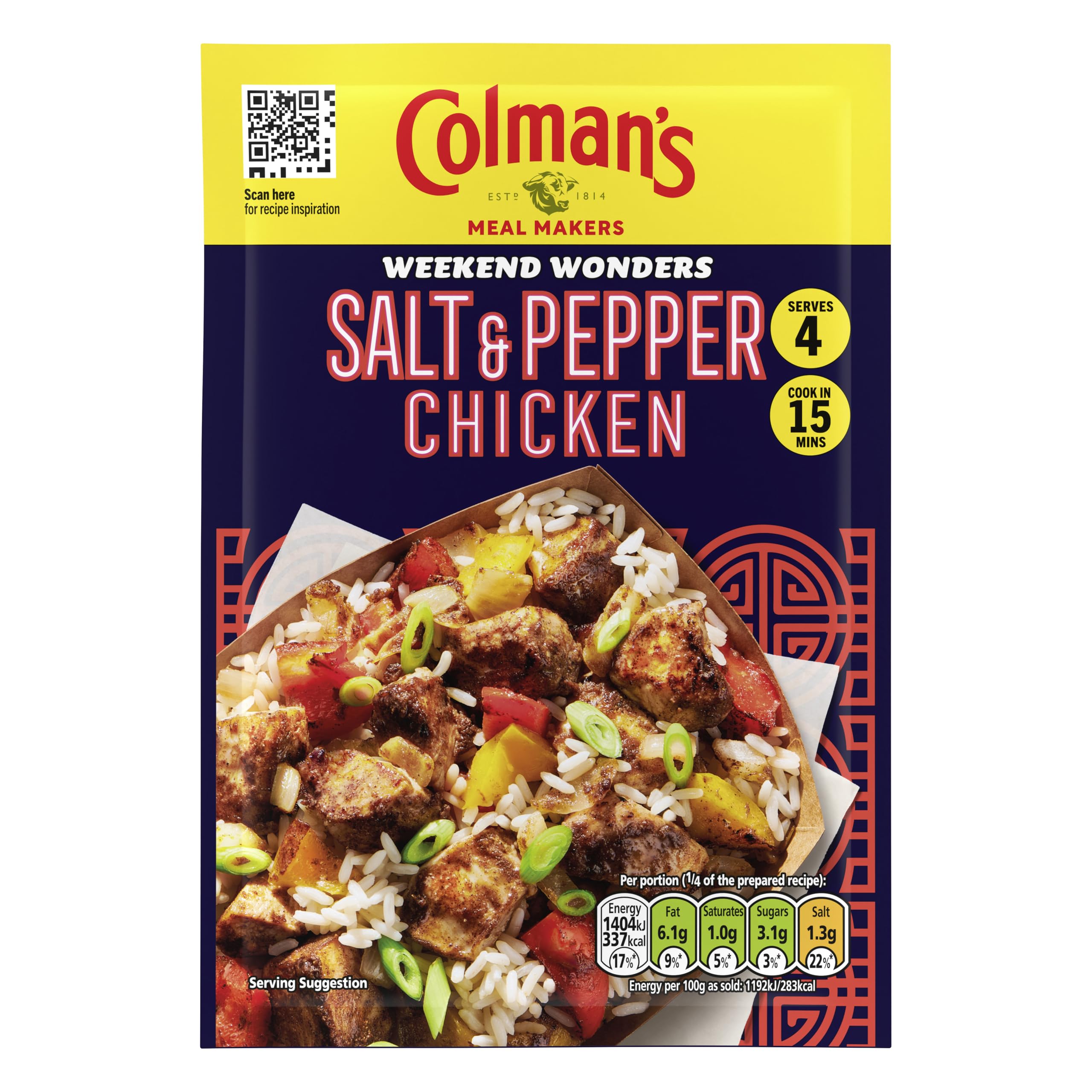Colman's Weekend Wonders Salt & Pepper Chicken Meal Maker Recipe Mix | 4 Servings | 23g