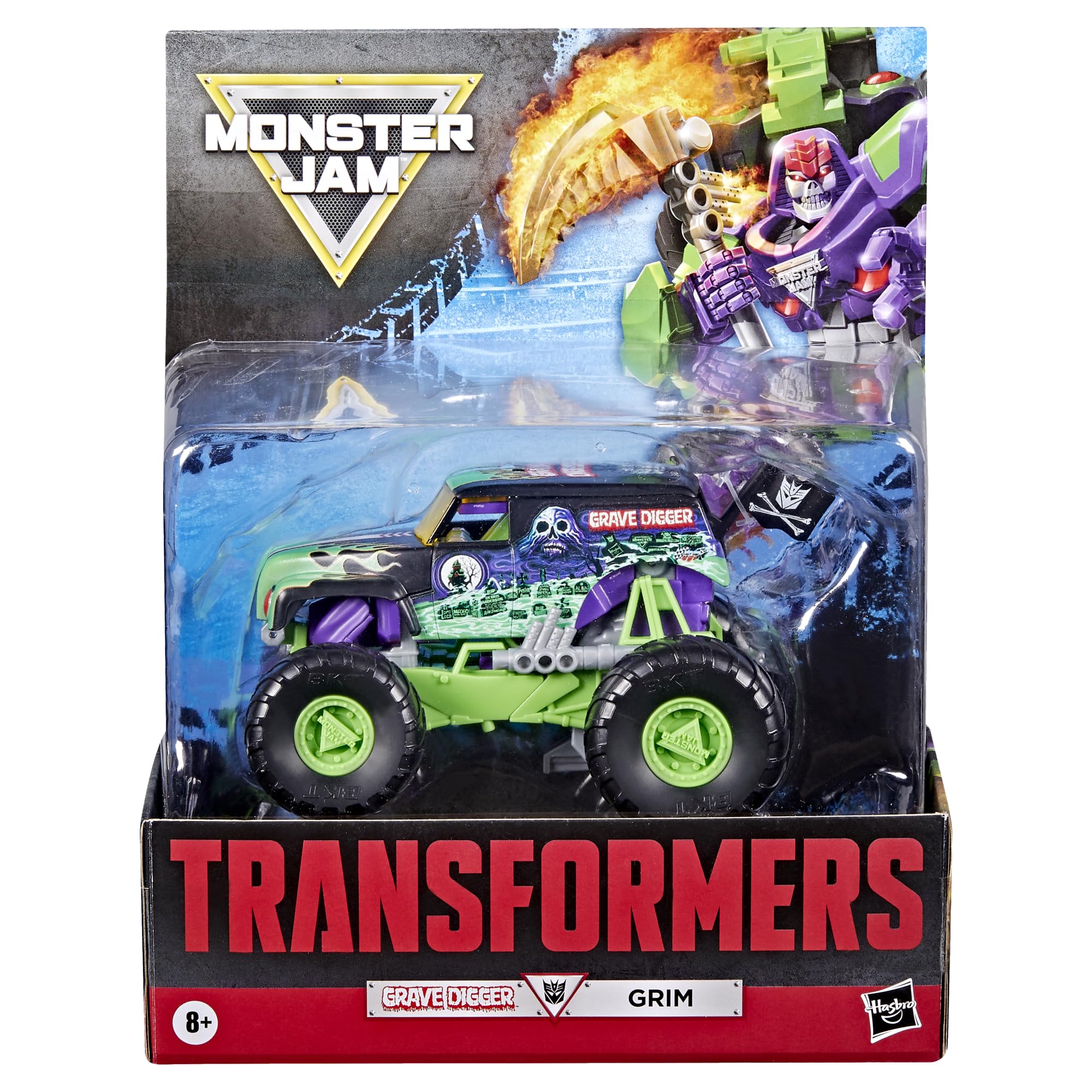 Transformers x Monster Jam Grave Digger (Grim) Leader Class Action Figure - 23.5 cm, Ages 8+ 3