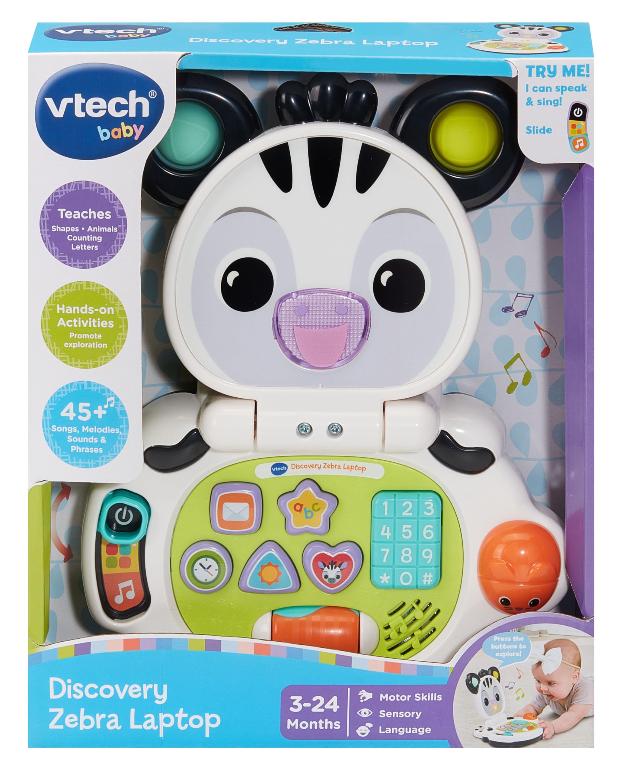 VTech Baby Discovery Zebra Laptop - Interactive Learning Toy for Ages 3-24 Months 5