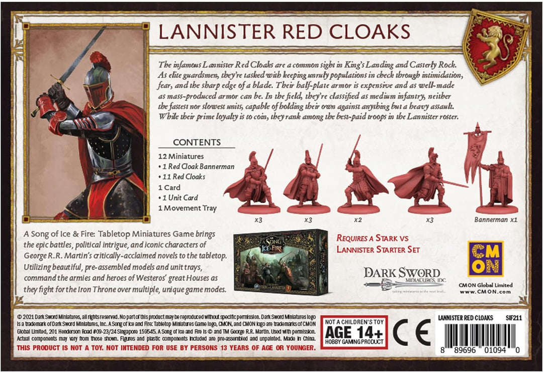 CMON A Song of Ice and Fire Tabletop Miniatures Game Lannister Red Cloaks Unit Box - 2+ Player Strategy Game (SIF211)