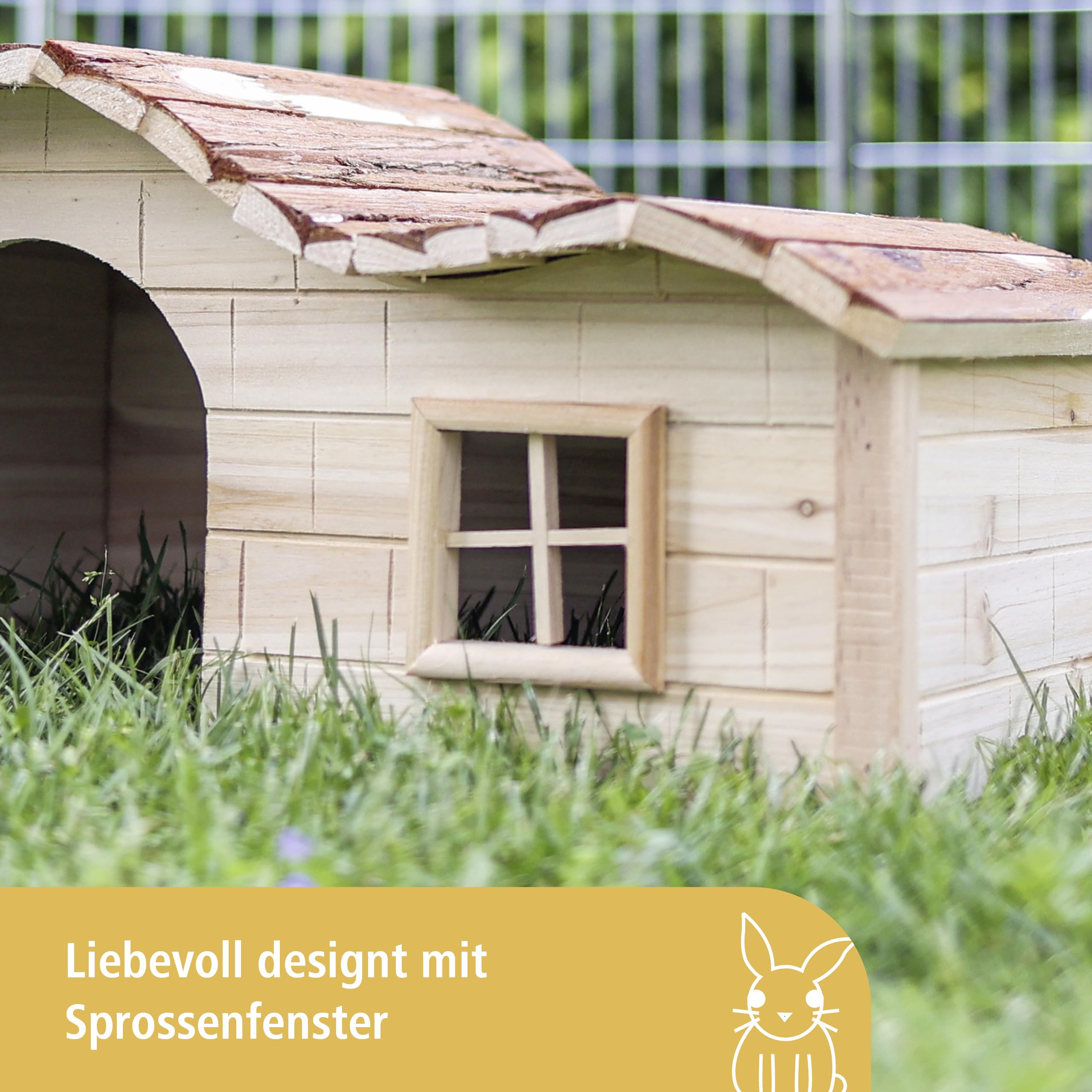 Kerbl Pet Nature Plus House - Untreated Natural Wood Shelter for Guinea Pigs & Dwarf Rabbits | 30x20x20 cm 4