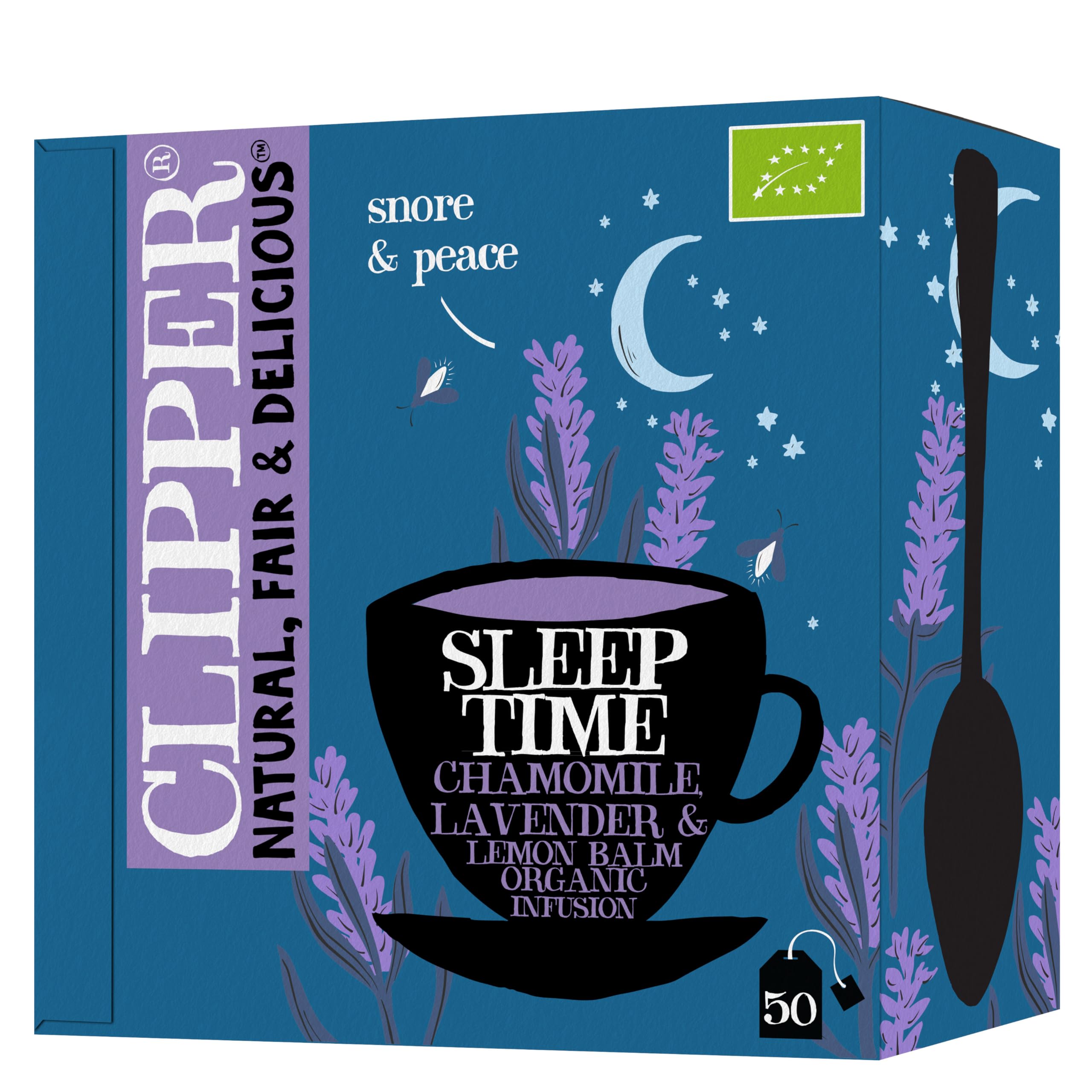 Clipper Natural, Fair & Delicious Sleep Time Infusion Tea Bags - 50 Count | Organic Chamomile & Lavender