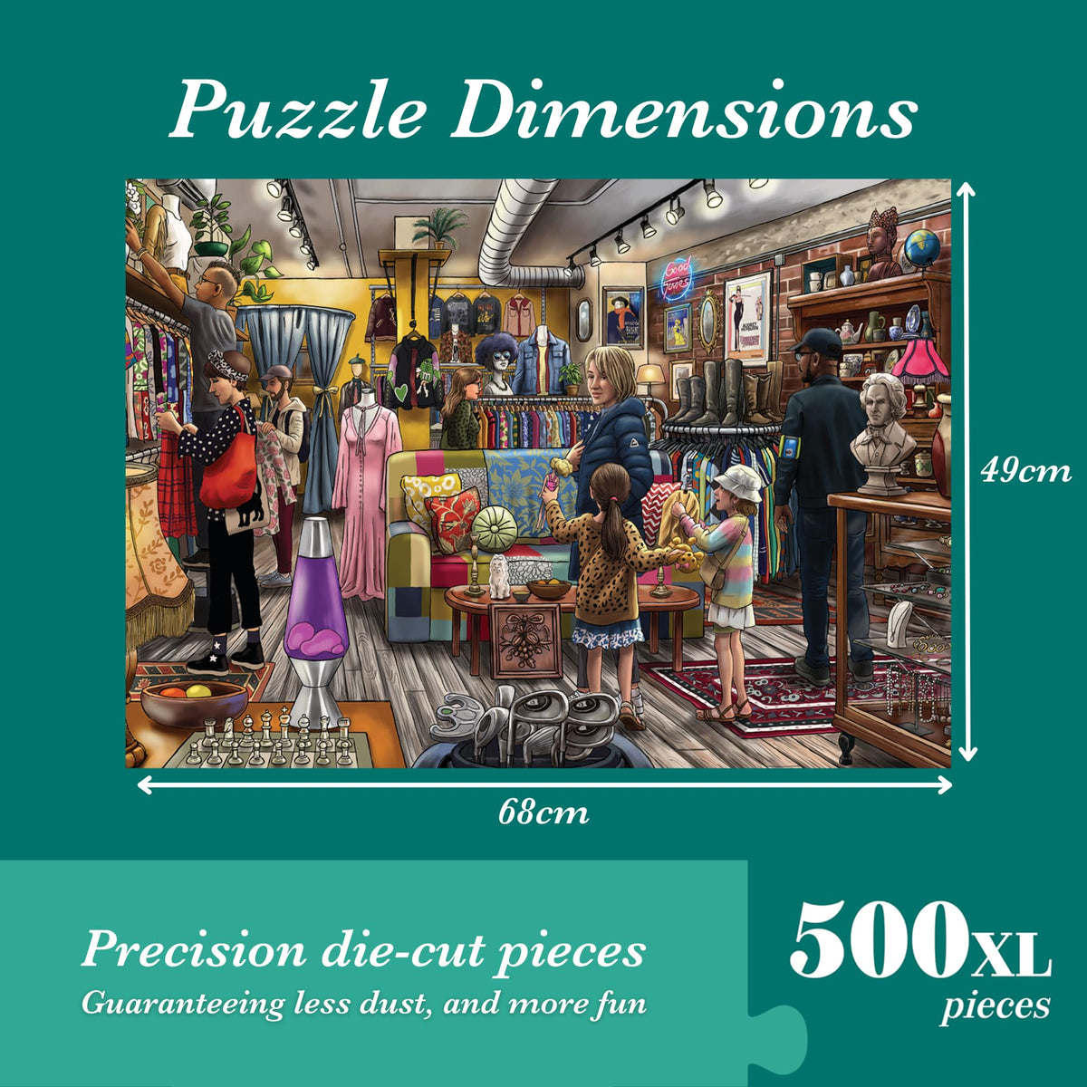 Falcon Vintage Treasures - 500 XL Piece Jigsaw Puzzle for Adults | Illustrated by Tim Stringer | 49cm x 68cm