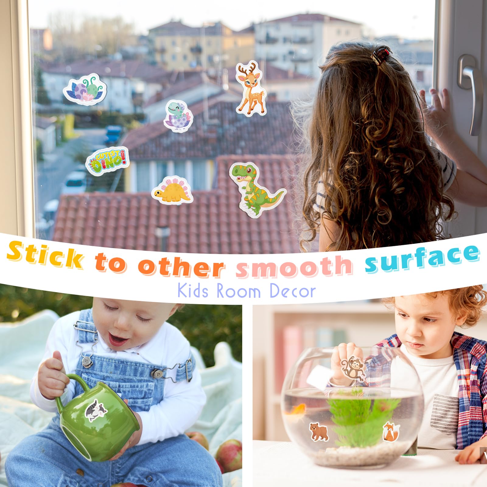 GUYUCOM 2 Pack Reusable Sticker Books for Toddlers - Educational Dinosaur & Animal PVC Stickers for Kids Ages 2-4 10