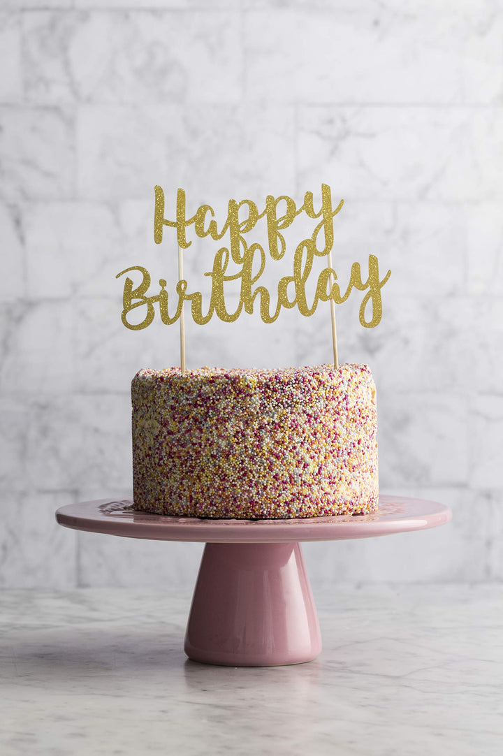 Mason Cash Happy Birthday Cake Topper - Reusable Gold Acrylic Cake Decoration