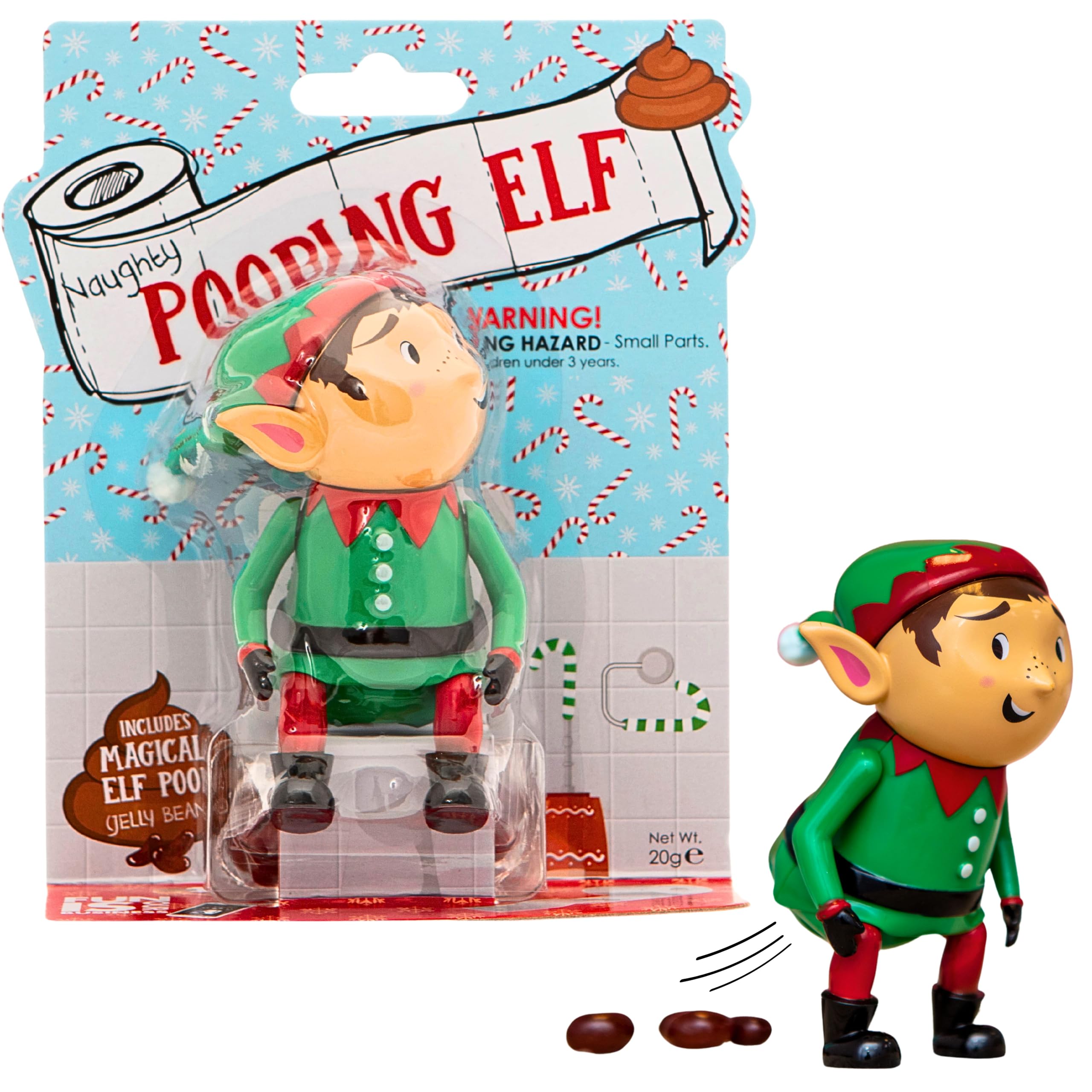 Pooping Elf Toy by Boxer Gifts - Refillable Novelty Stocking Filler for Kids, Brown