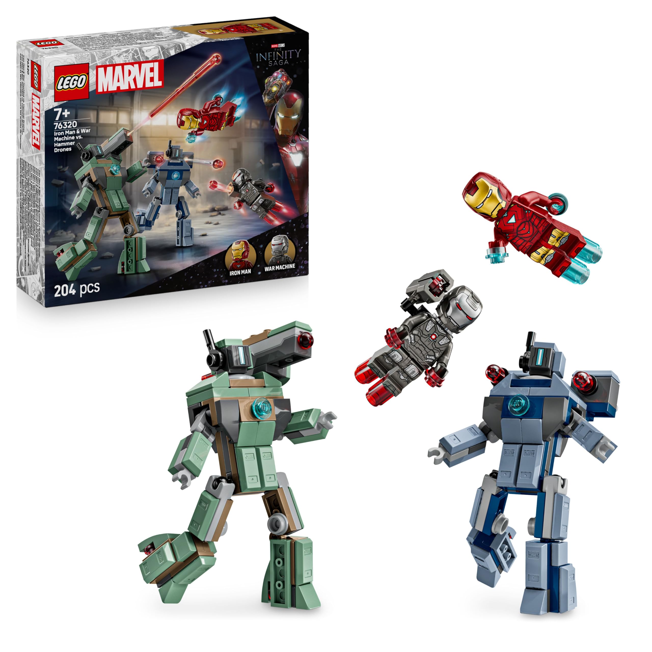 LEGO Marvel Iron Man & War Machine vs. Hammer Drones Building Set | Age 7+ | Model 76320 1