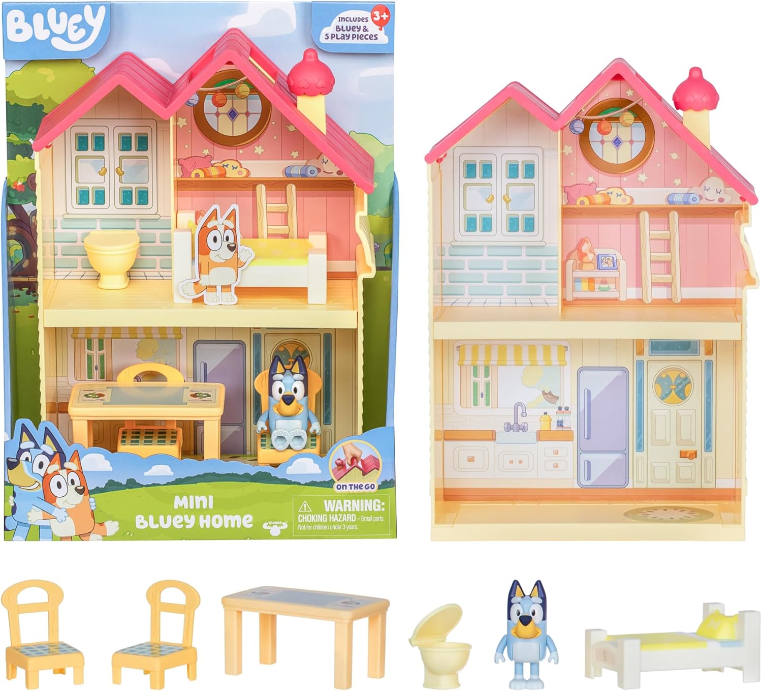 Mini Bluey Home Playset - Compact House with Carry Handle & 3 Rooms 1