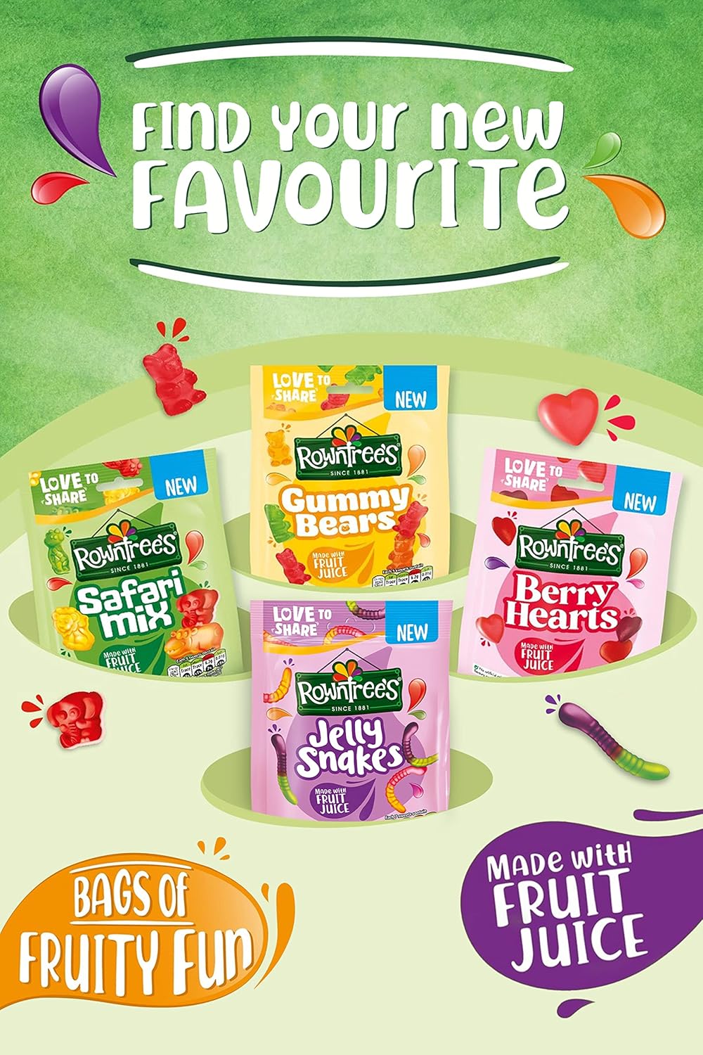 Nestlé Rowntree’s Berry Hearts Fruity Chewy Sweets, 115g