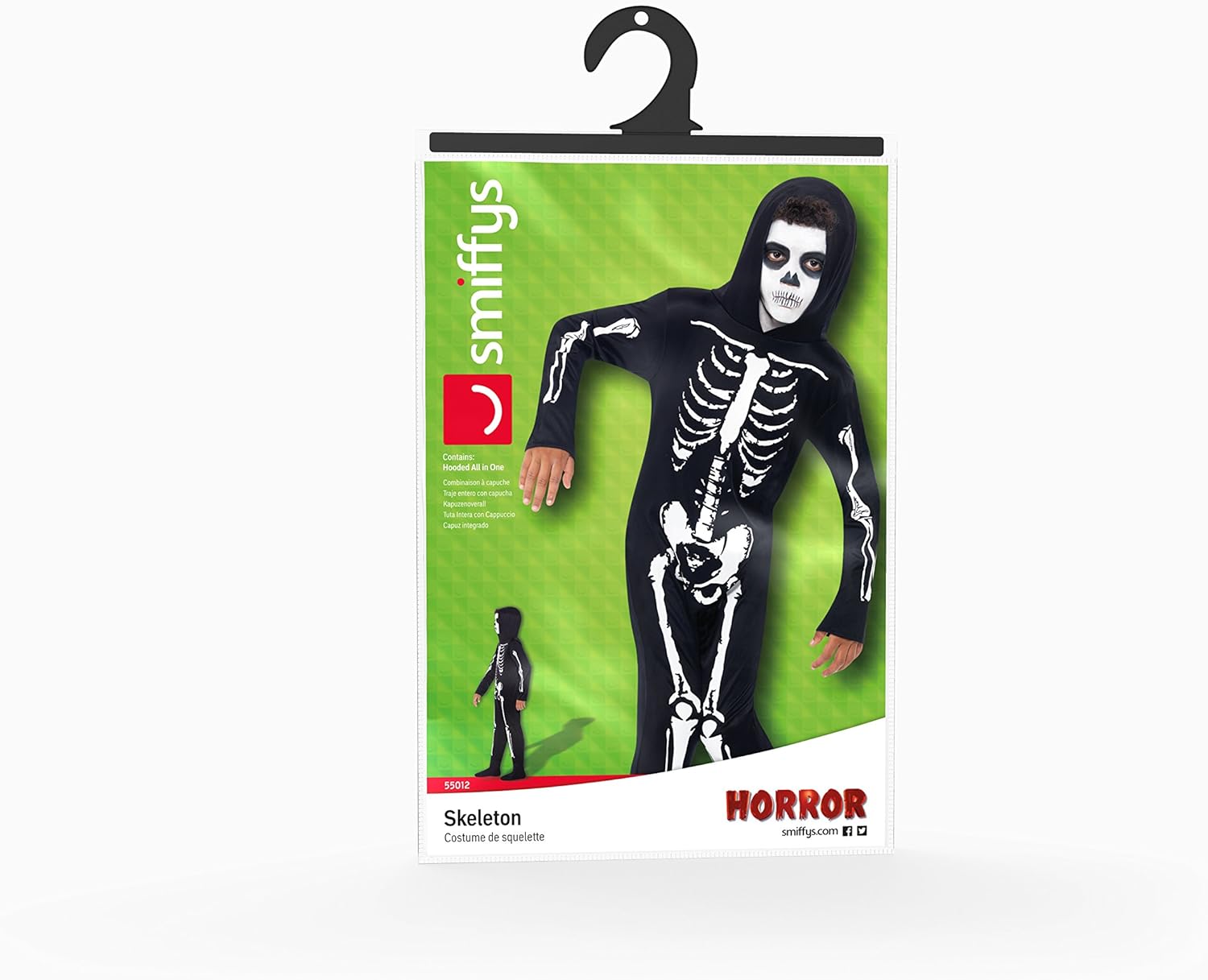 Smiffys Skeleton Costume - All in One Jumpsuit with Hood, Size S 7