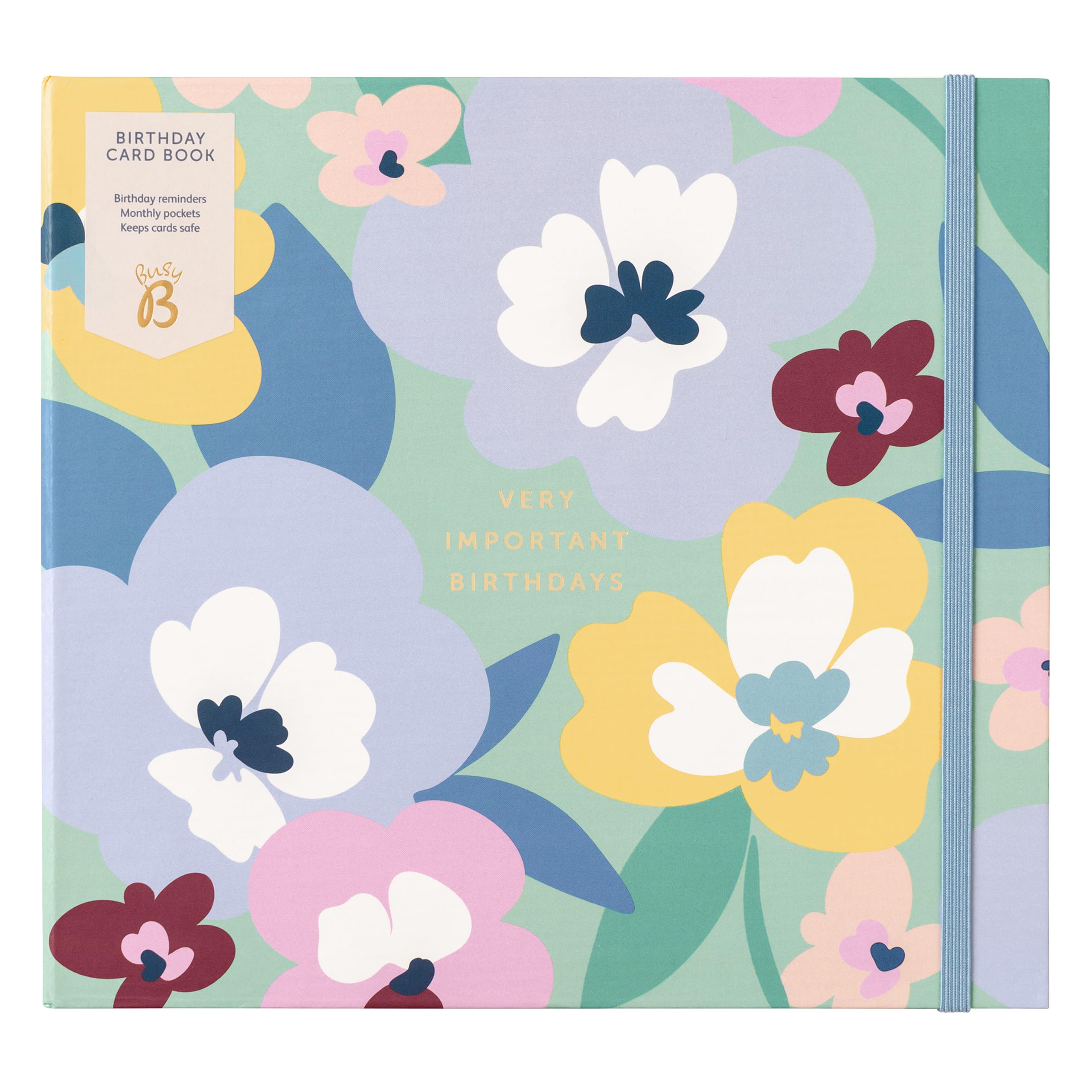 Busy B Multicoloured Floral Birthday Card Book - 13 Storage Pockets | Spiral-Bound | FSC Certified