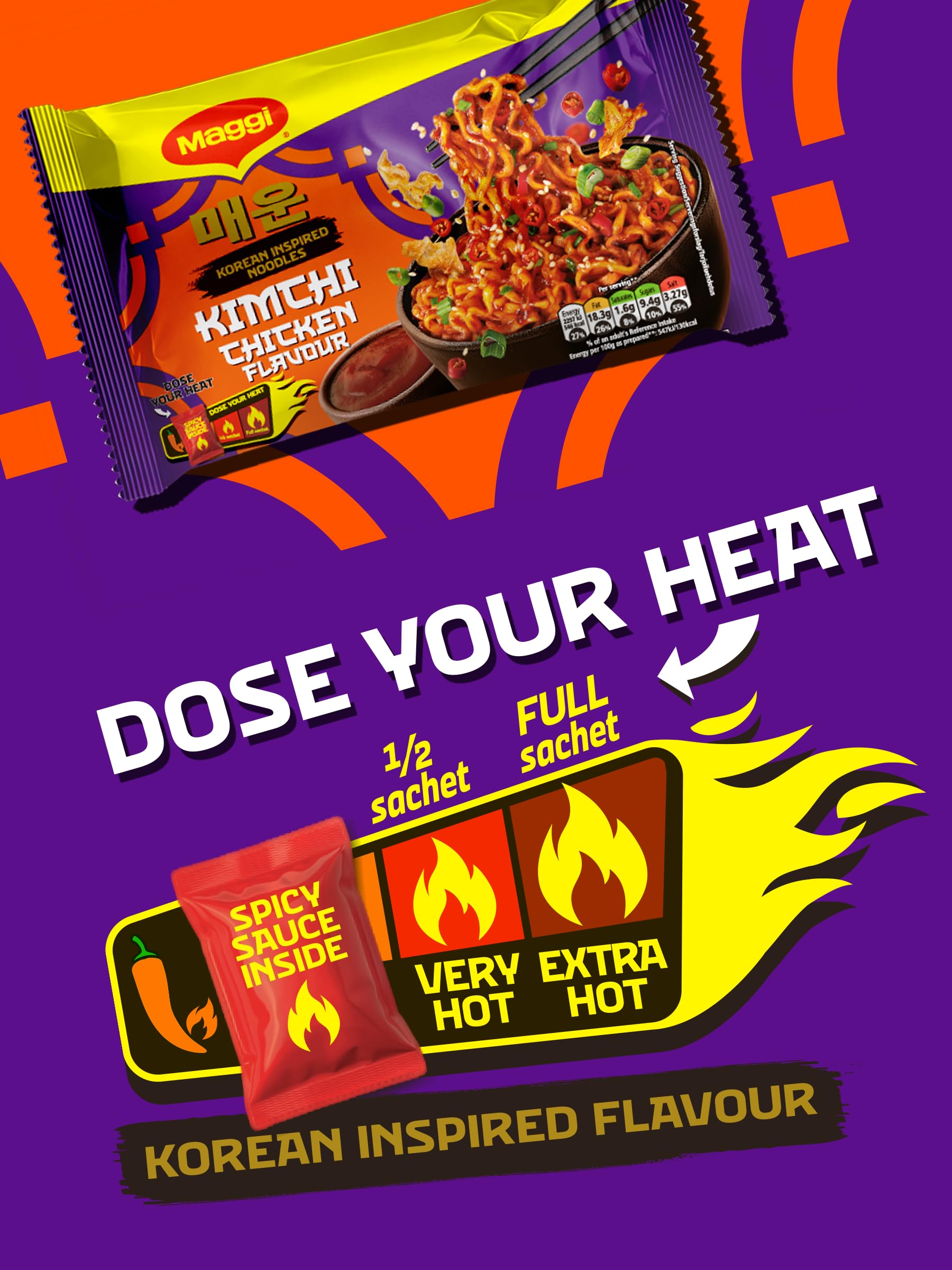 MAGGI Korean Inspired Kimchi Chicken Flavour Noodles - 130g 5