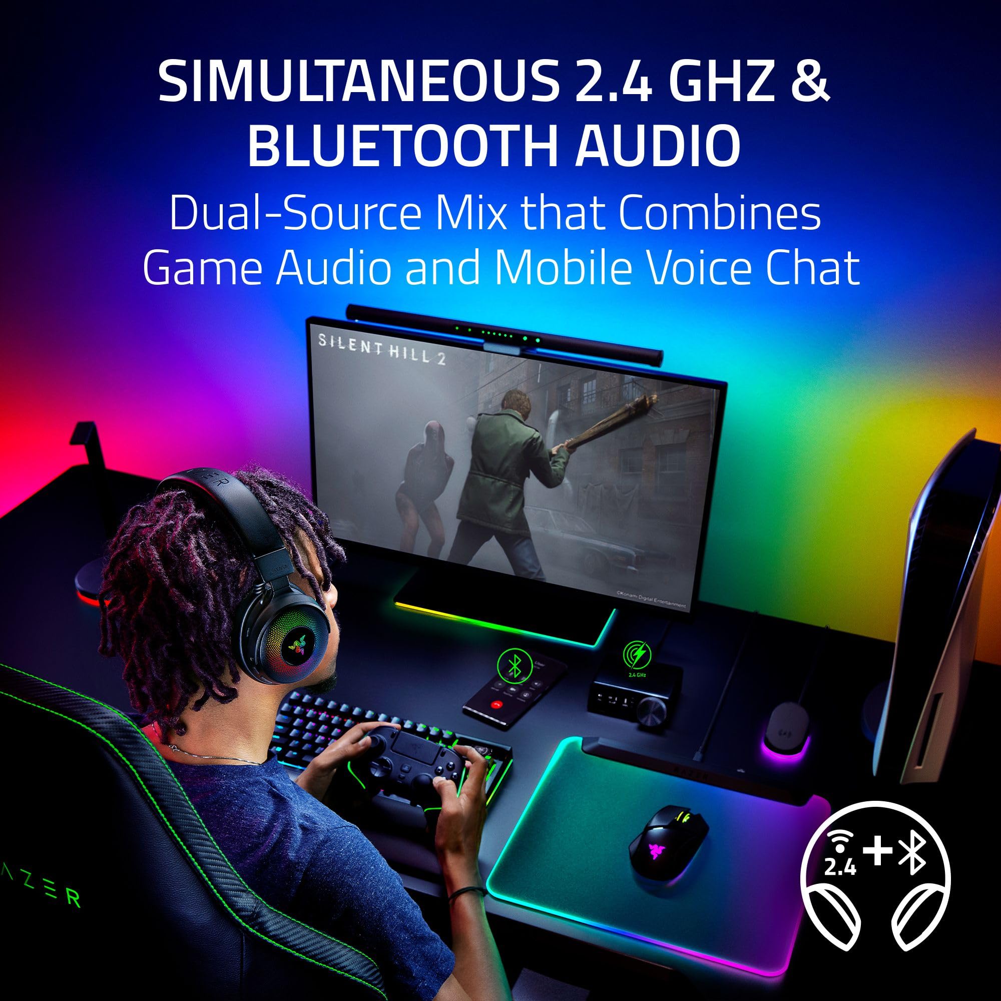Razer Kraken V4 Pro - Wireless Gaming Headset with OLED Control Hub, THX Spatial Audio, HyperSpeed & Bluetooth | Black 9