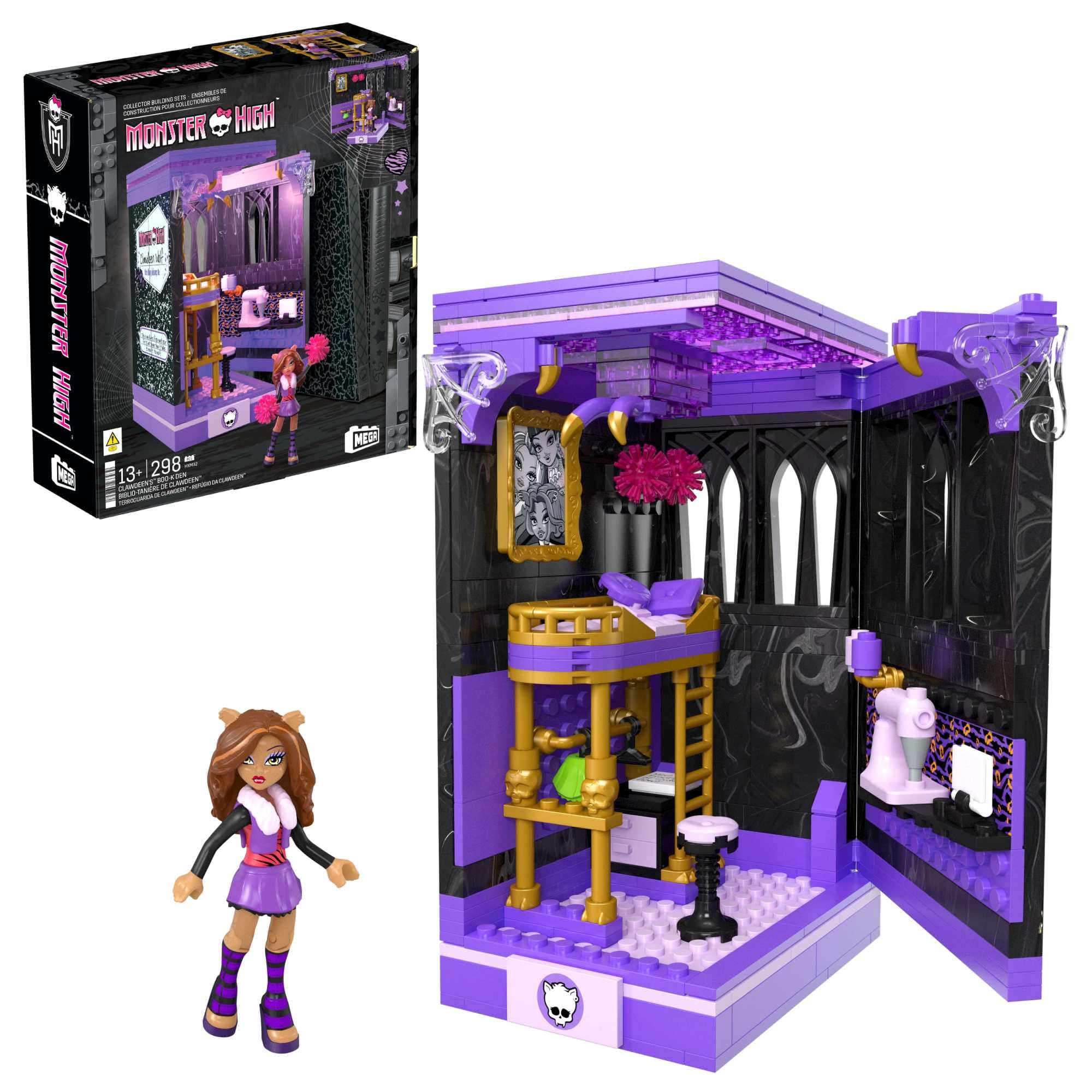 MEGA Monster High Clawdeen's Boo-k Den Building Set with 299 Pieces 1