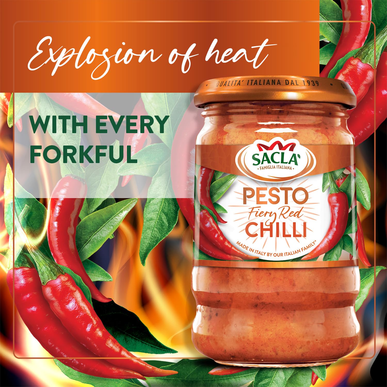 Sacla Fiery Chilli Pesto Sauce - 190g Jar | Authentic Italian Flavor 5