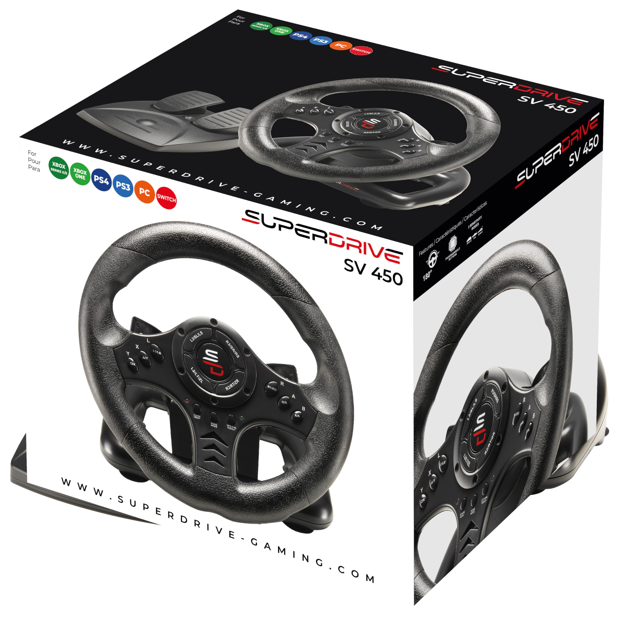 Superdrive SV450 Racing Steering Wheel with Pedals & Paddle Shifters for Xbox, PS4, Switch, PC 11