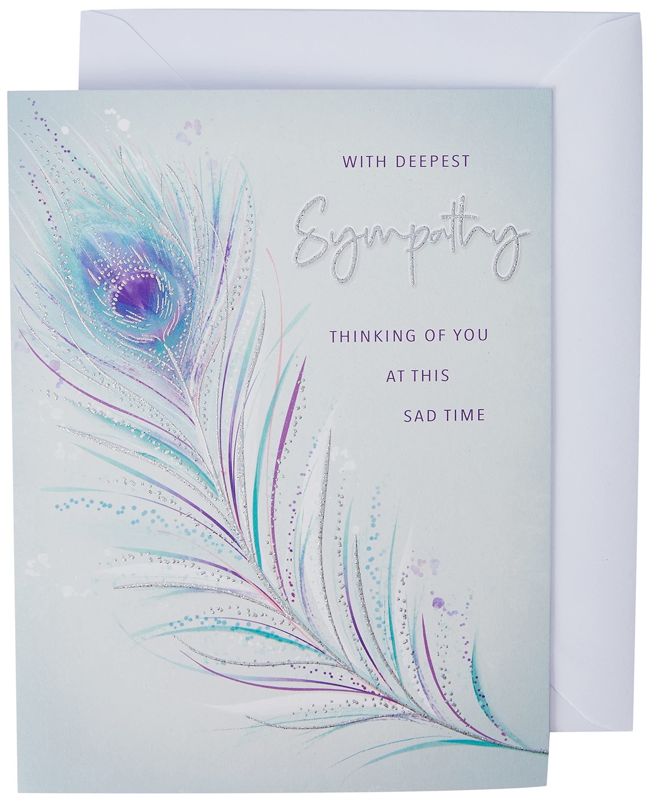 Piccadilly Greetings Deepest Sympathy Card - Feather Design | 8 x 6 Inches 1