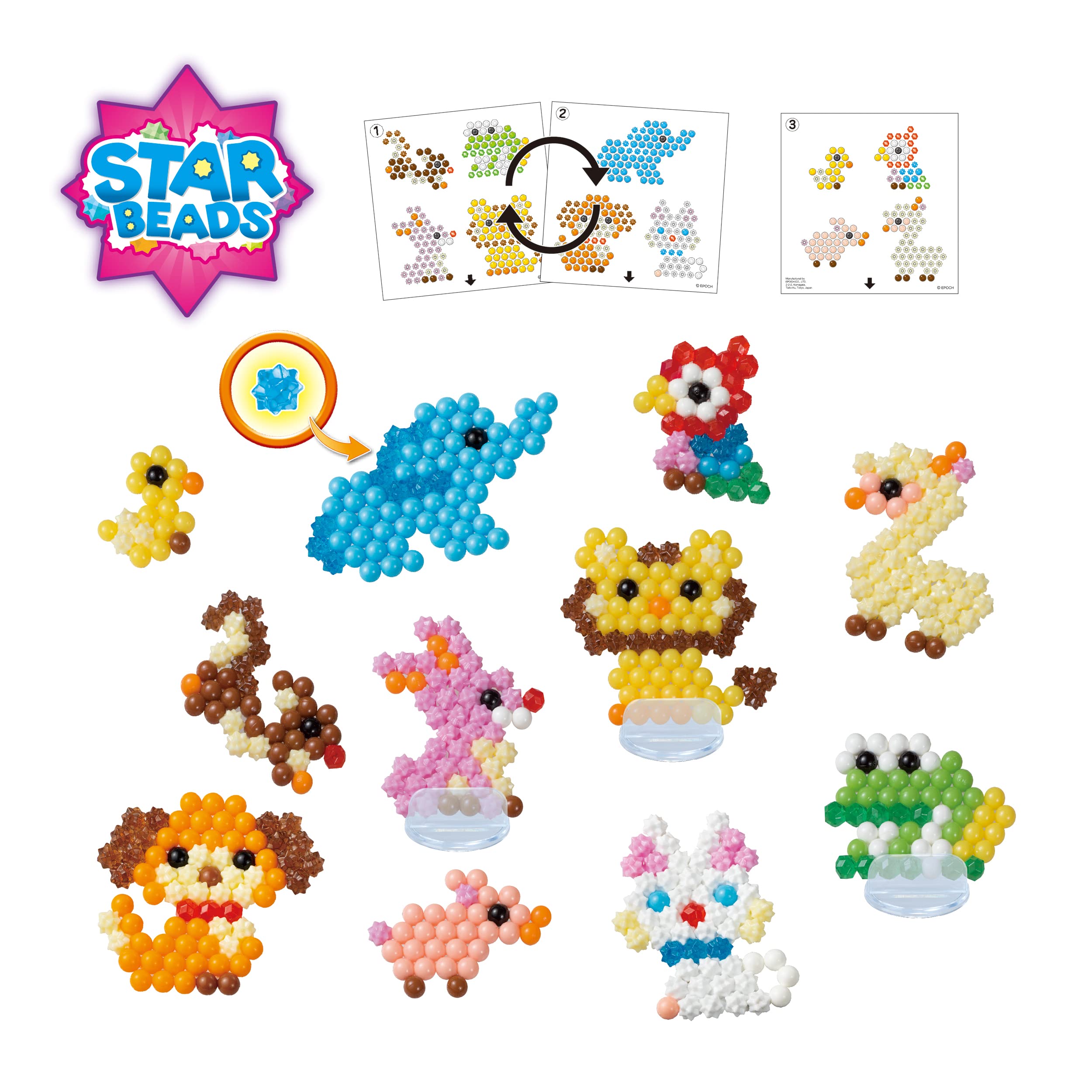 Aquabeads Animal Buddies Refill Kit - 600 Beads in 15 Colors, Includes Stands | Ages 4+