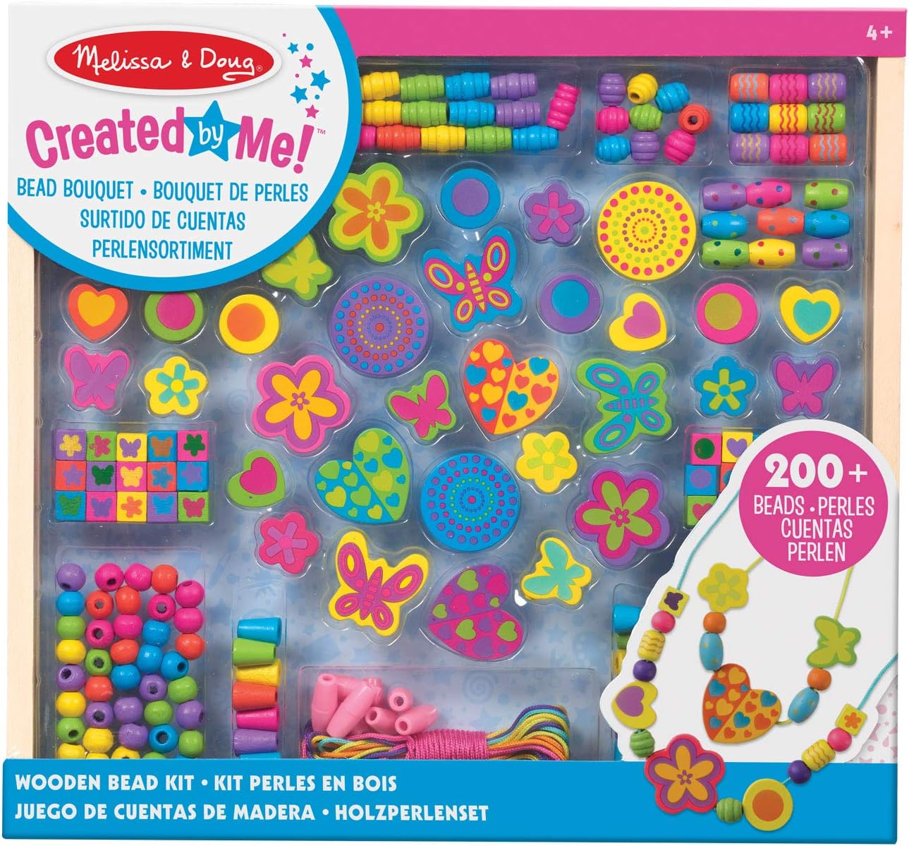 Melissa & Doug Wooden Bead Bouquet - Jewelry Making Craft Kit for Kids 4-8 1