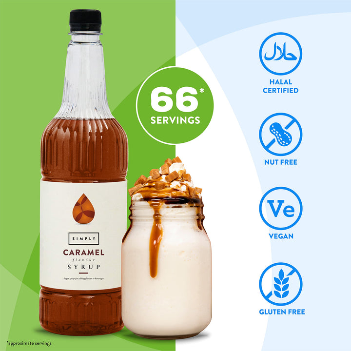Simply - Caramel Syrup Vegan & Nut Free for Coffee, Cocktails & Baking (1 Litre)