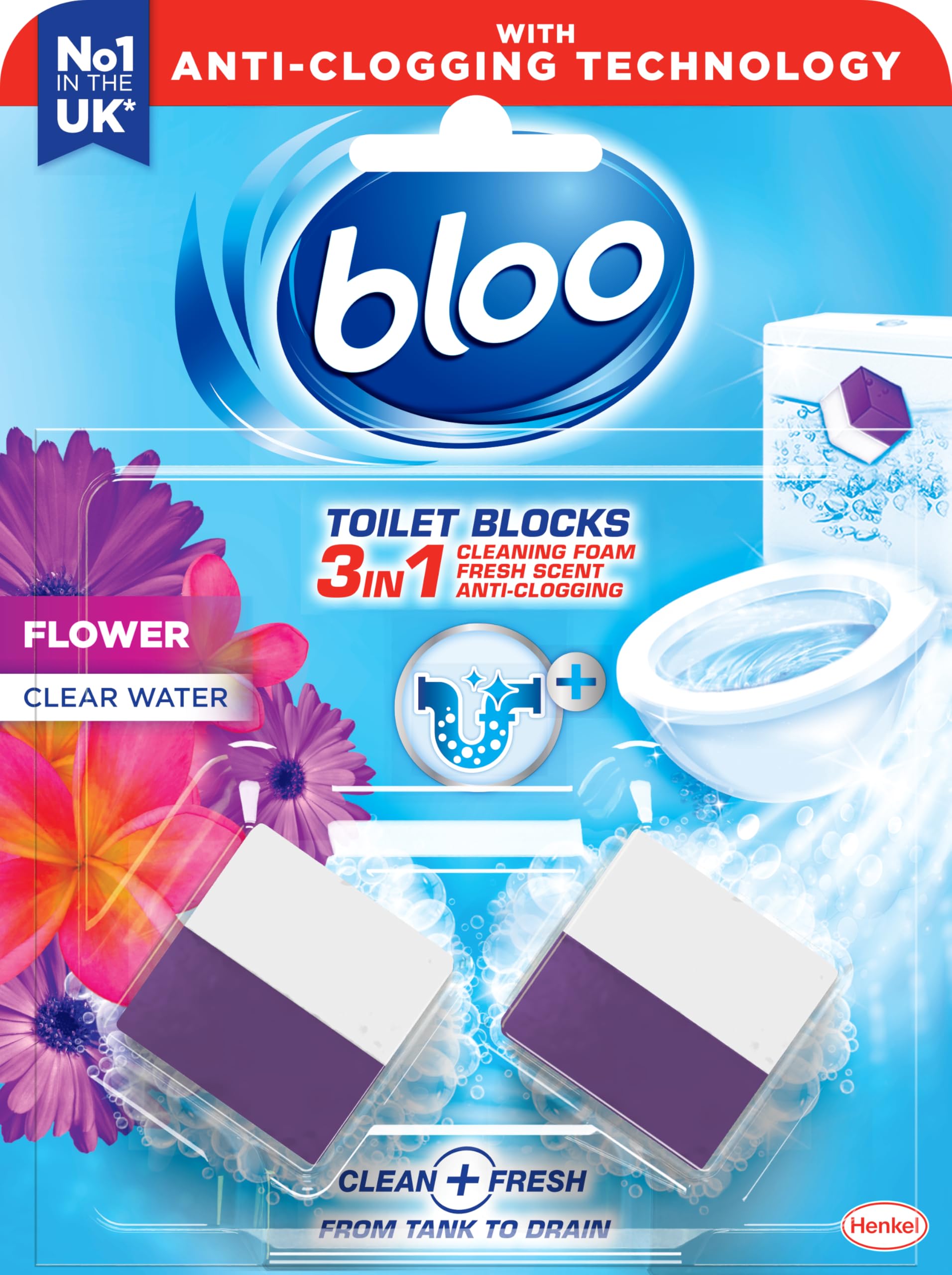 Bloo 3in1 Toilet Blocks - Limescale Remover & Cleaner | 2 Count Pack 1
