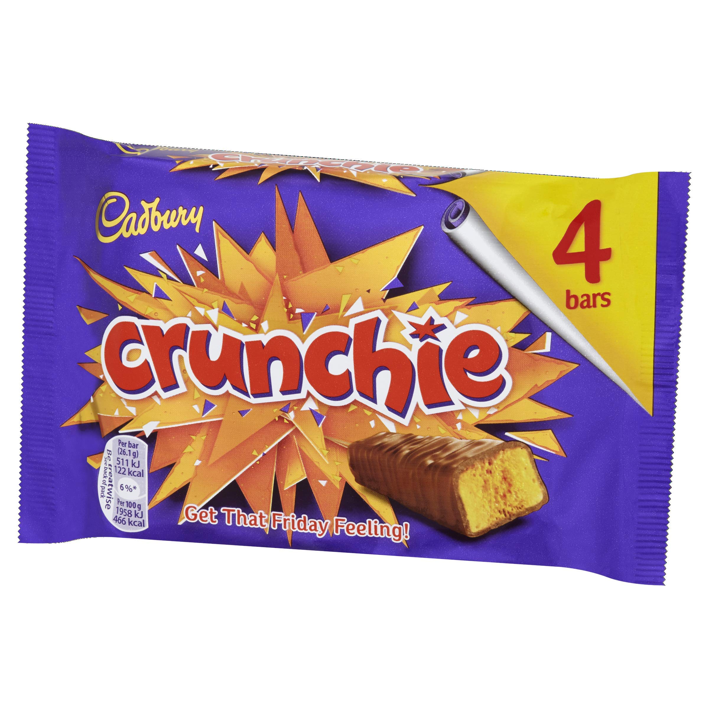 Cadbury Crunchie Chocolate Bar - Honeycomb Centre, Milk Chocolate Coating | 4 Pack of 26.1g Bars 4