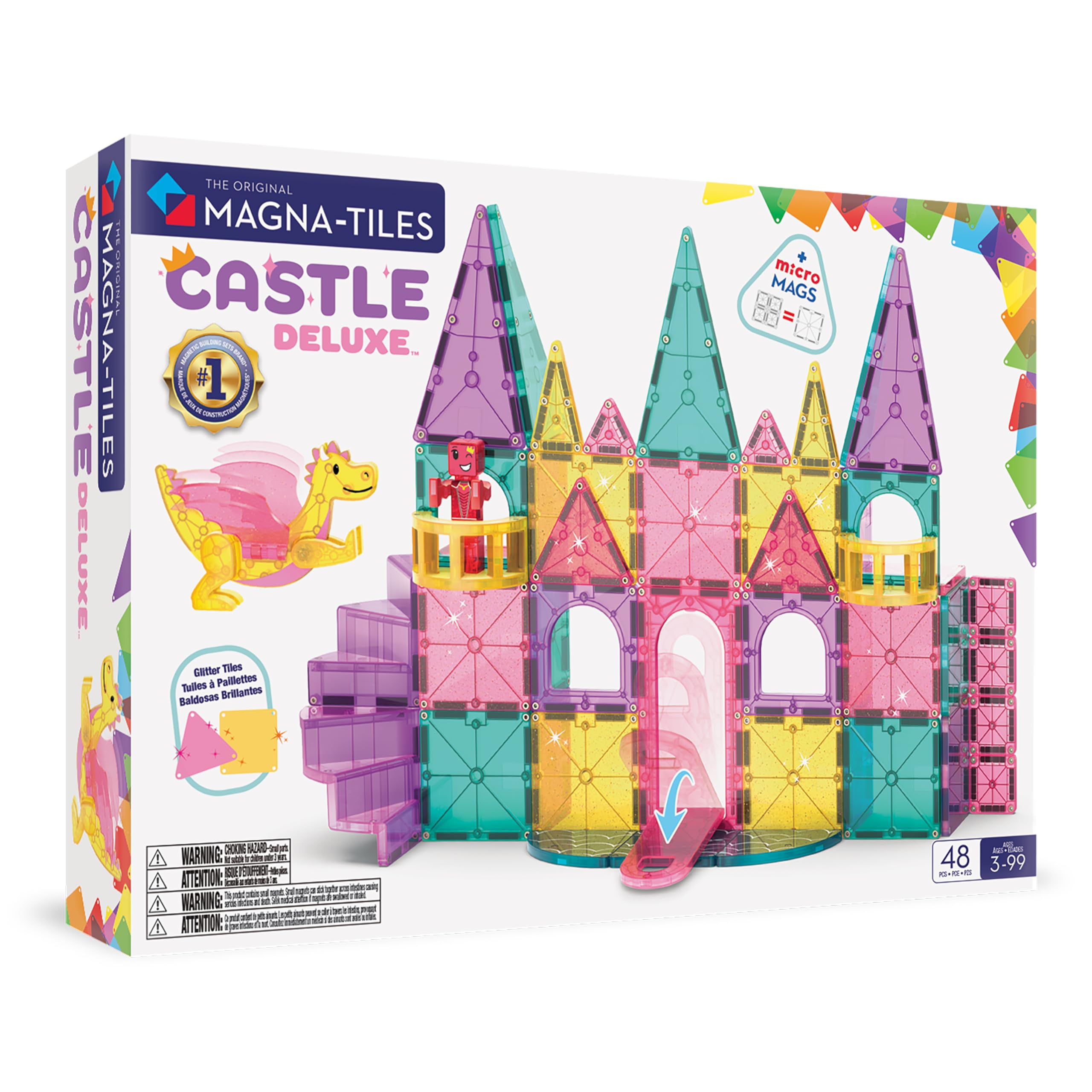 Magna-Tiles Castle DLX 48-Piece Magnetic Construction Set | Ages 3+ 1