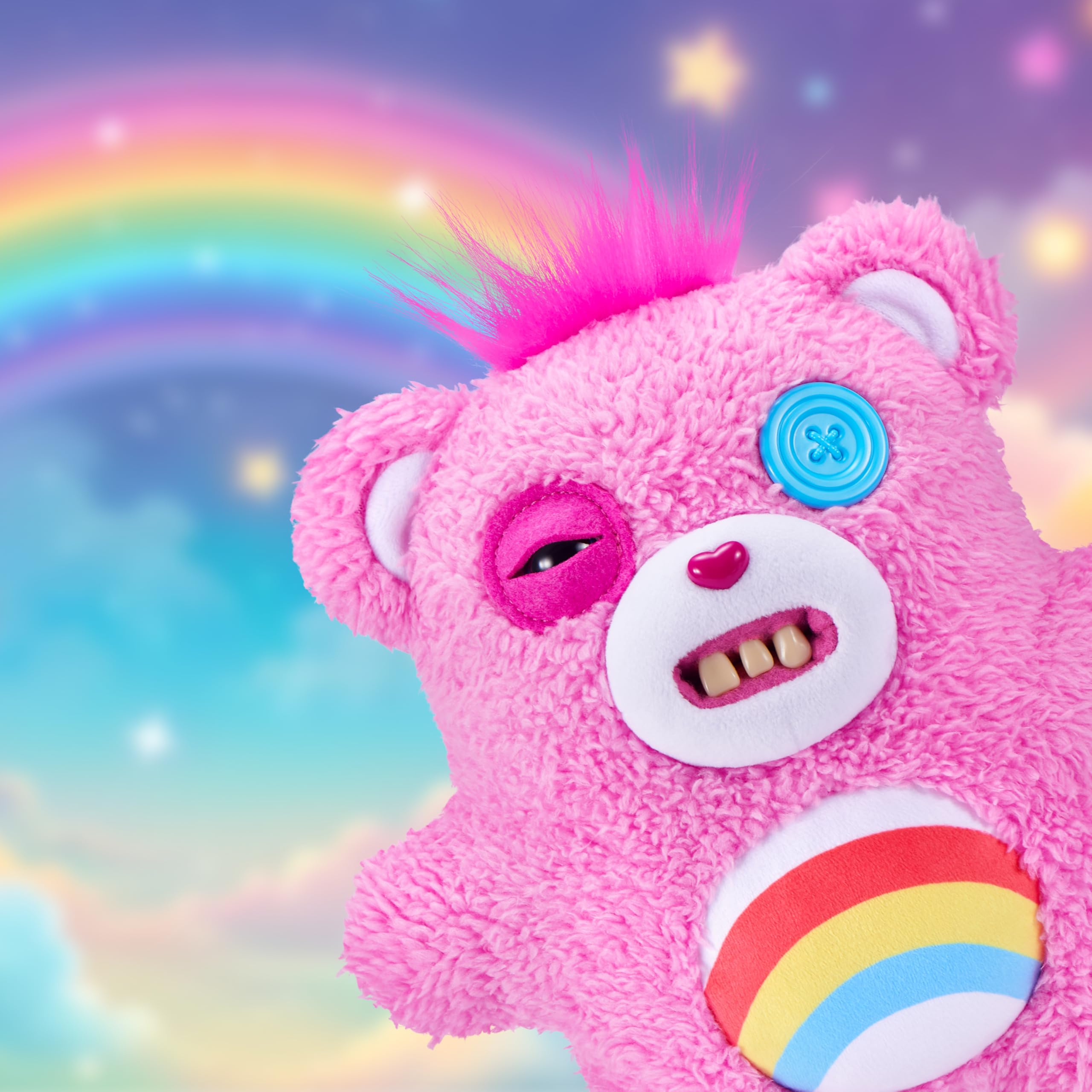 Fuggler Care Bears 9-Inch Plush Toy - Cheer Bear | Human-Like Teeth | Ages 4+ 2