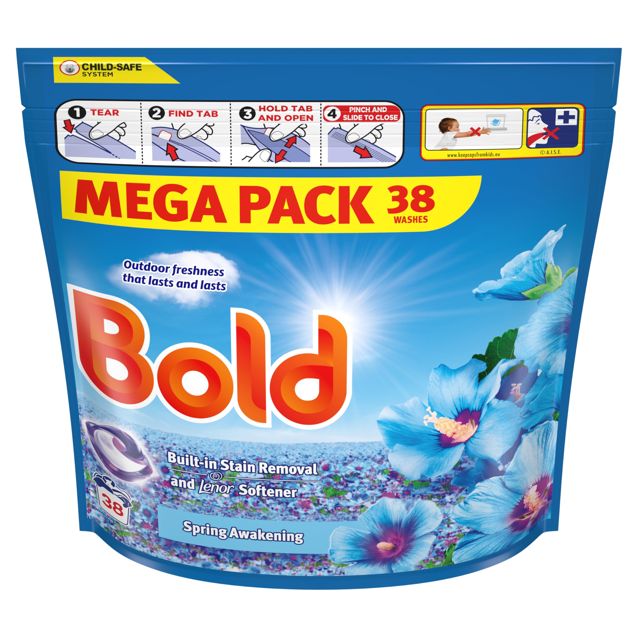 Bold PODS Spring Awakening Washing Liquid Laundry Detergent Capsules, 38 Washes 1