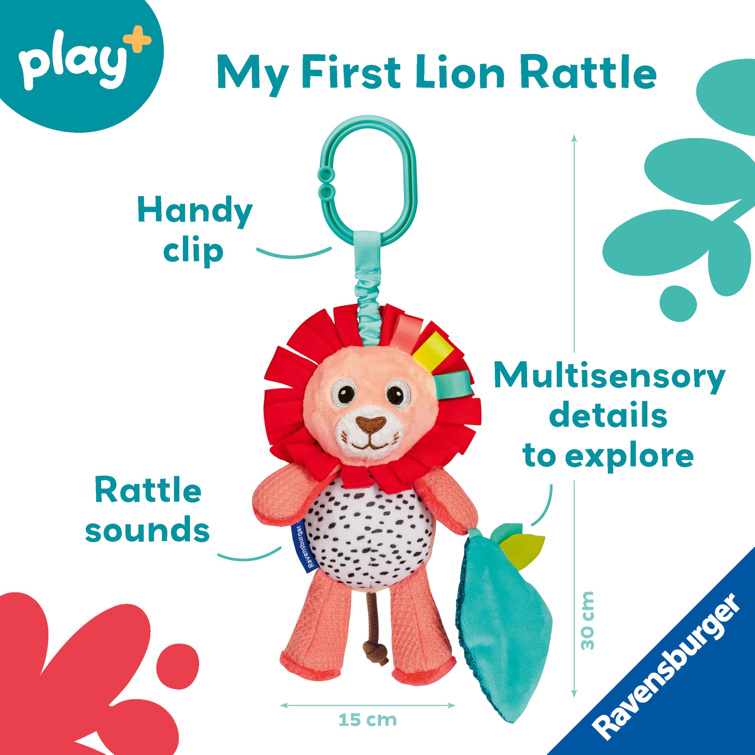 Ravensburger Play+ Cuddle & Play Lion - Sensory Baby Toy for 0 Months Up 2
