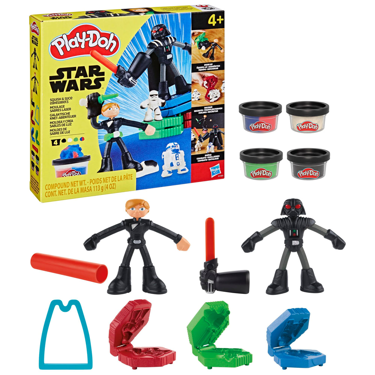 Play-Doh Star Wars Squish & Slice Lightsabers Action Figure Set - 10 cm, Ages 4+