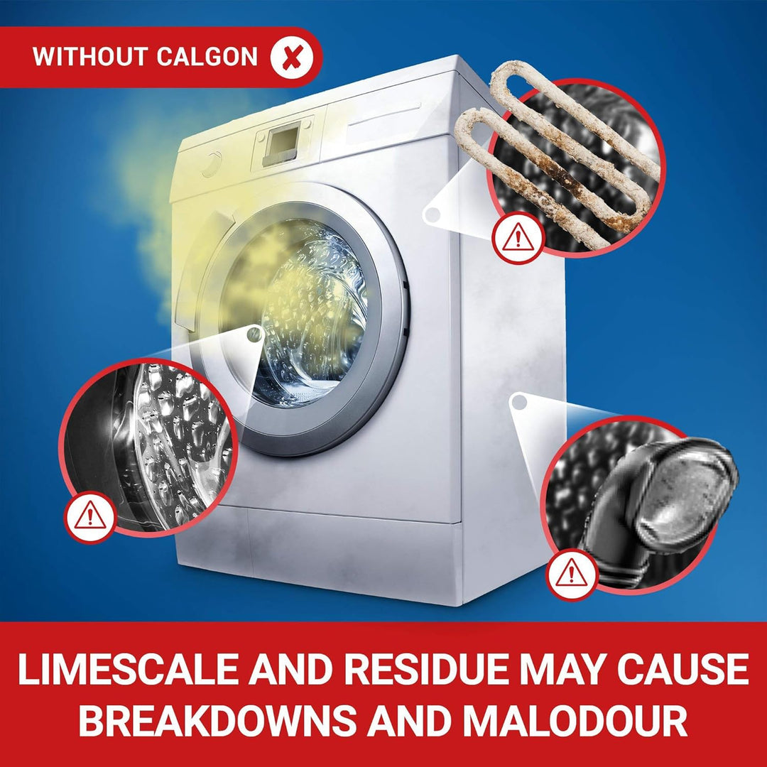 Calgon - 4-in-1 Washing Machine Cleaner and Water Softener Tablets, 45 Tablets