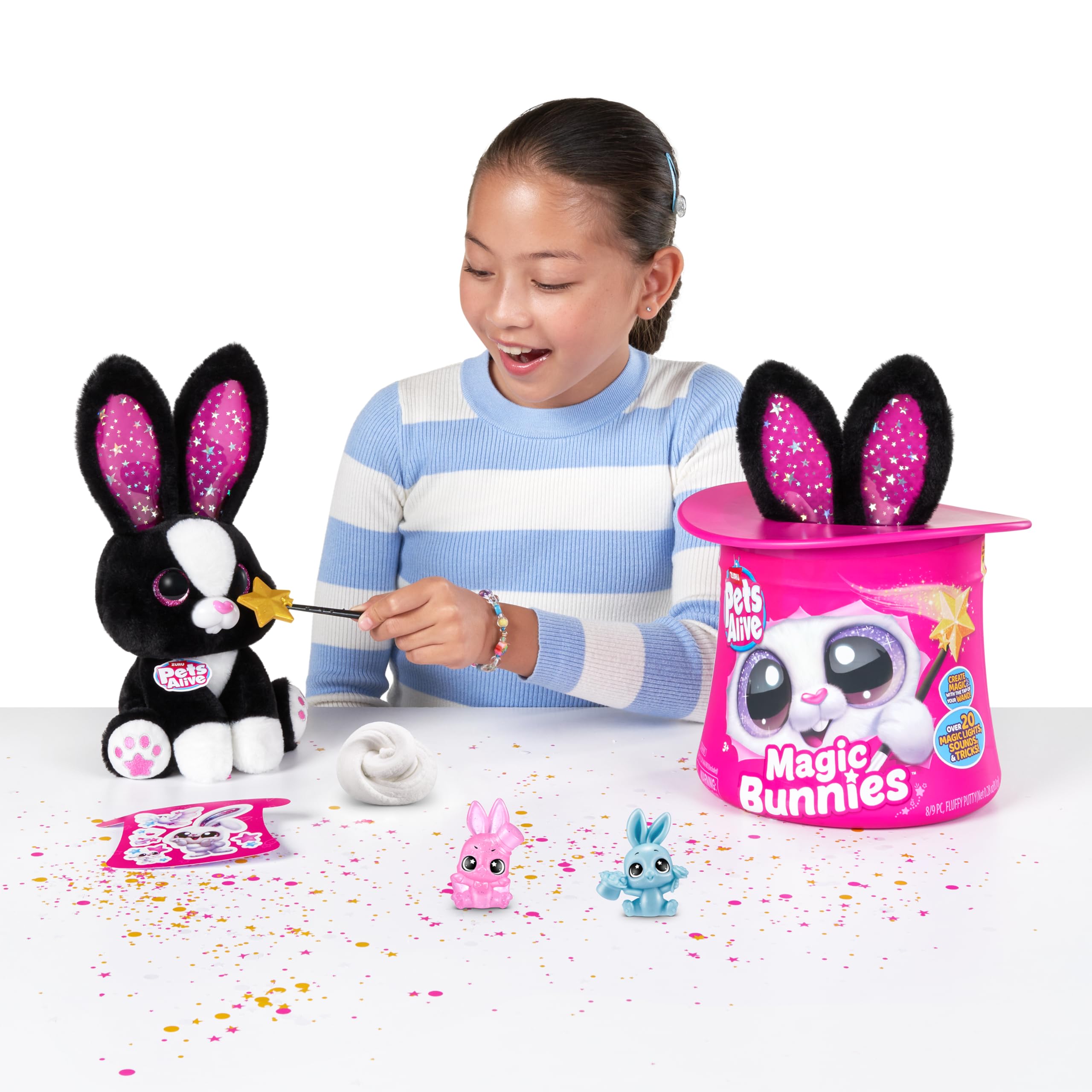 Pets Alive Magic Bunnies Pink Bunny (Candy) by ZURU - Electronic Plush with Lights, Sounds & Mini Bunnies 5