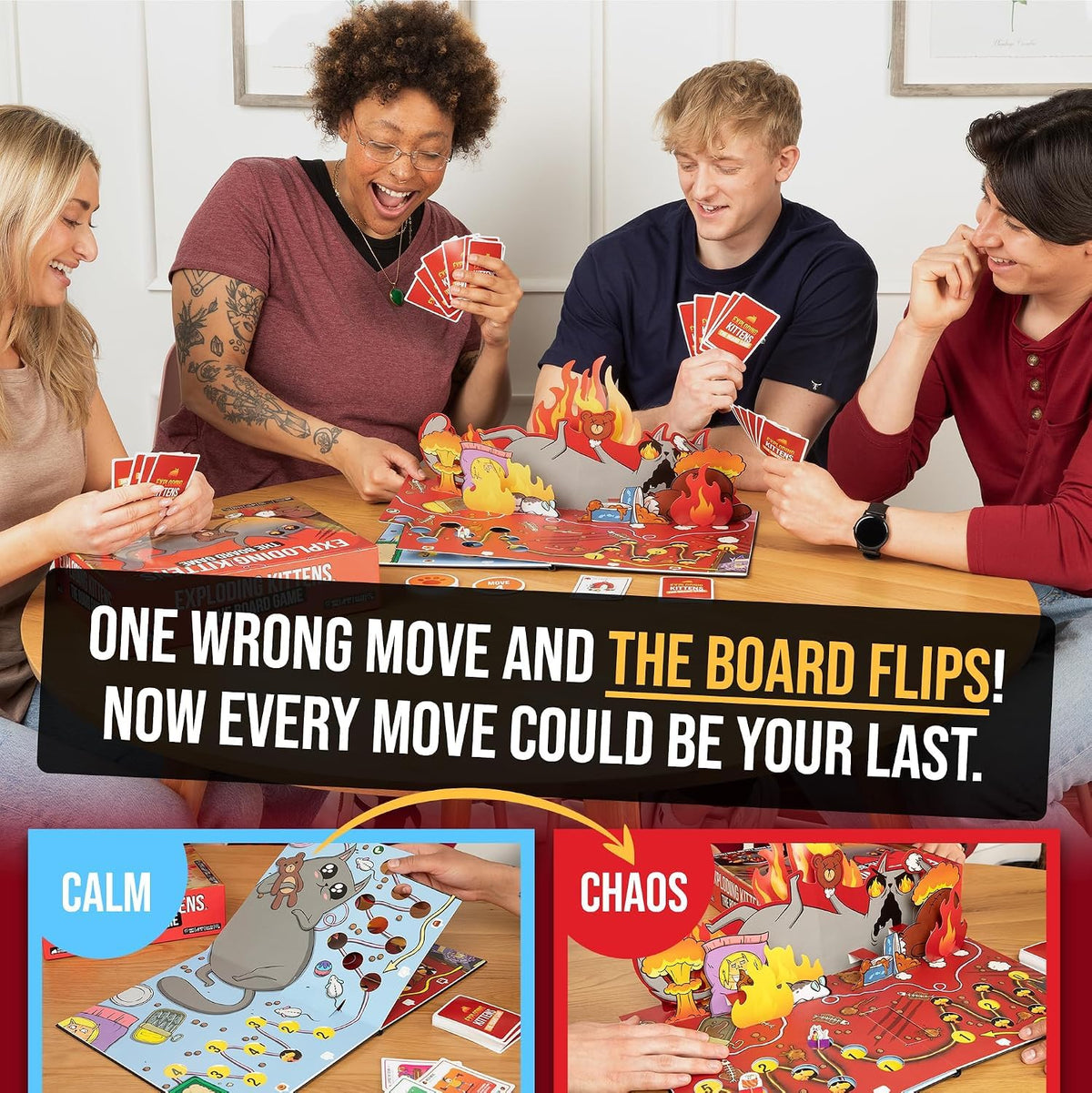 Exploding Kittens Superfan Edition Board Game - 2-6 Players, Ages 7+ | Pop-Up Game Board, Character Standees 6