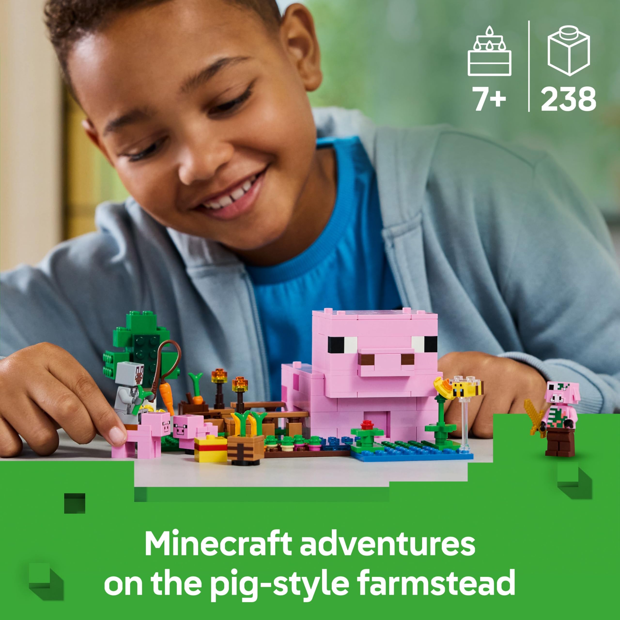 LEGO Minecraft The Baby Pig House Building Set 21268 for Ages 7+ | Multicolor Plastic