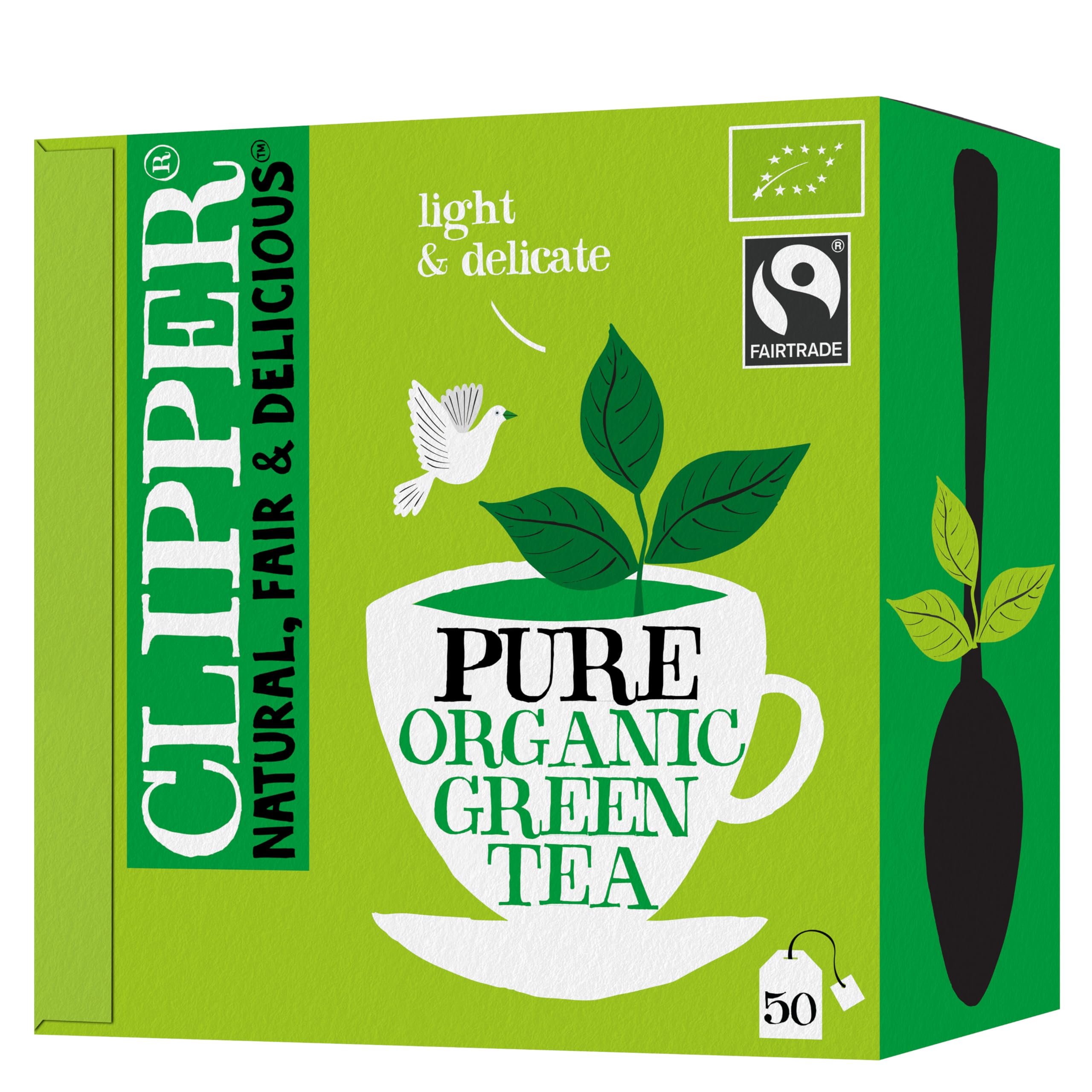 Clipper Natural, Fair & Delicious Organic Pure Green Tea Bags - 50 Count, Antioxidant Source