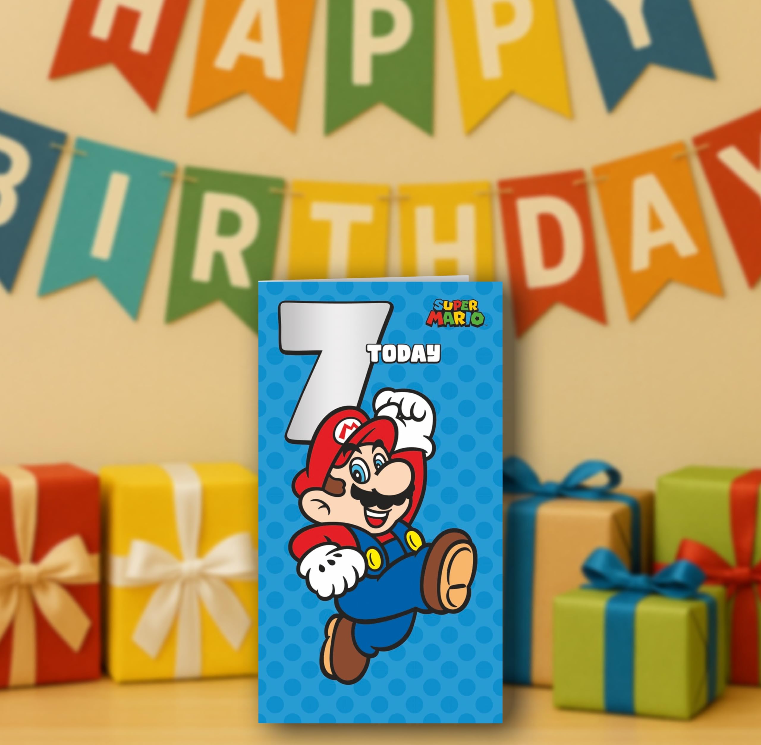Danilo Promotions LTD Super Mario Birthday Card - Age 7 | Standard Size | Officially Licensed