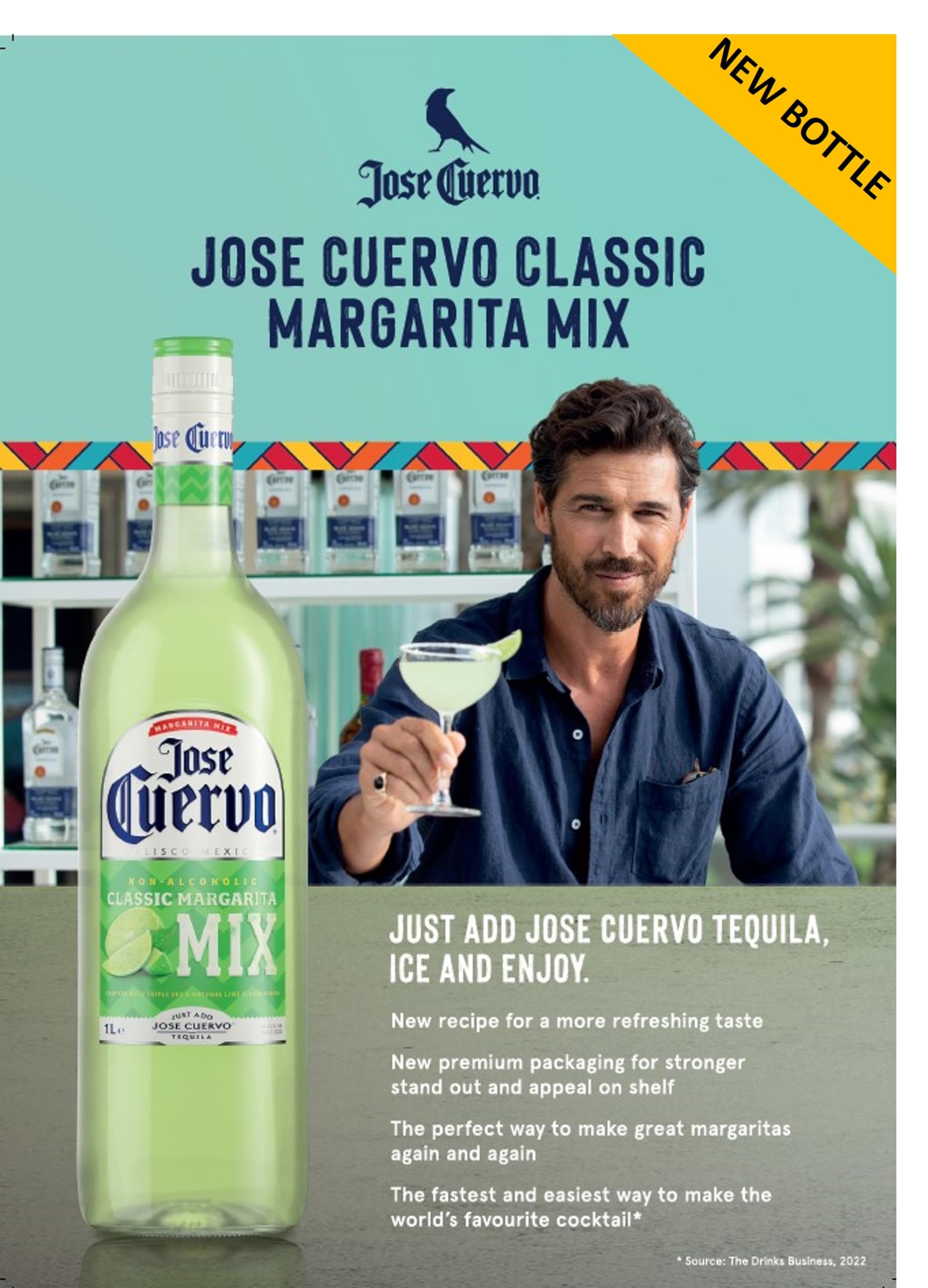 Jose Cuervo Margarita Mix - Classic Lime & Triple Sec Flavor | 1L Non-Alcoholic Mix 3